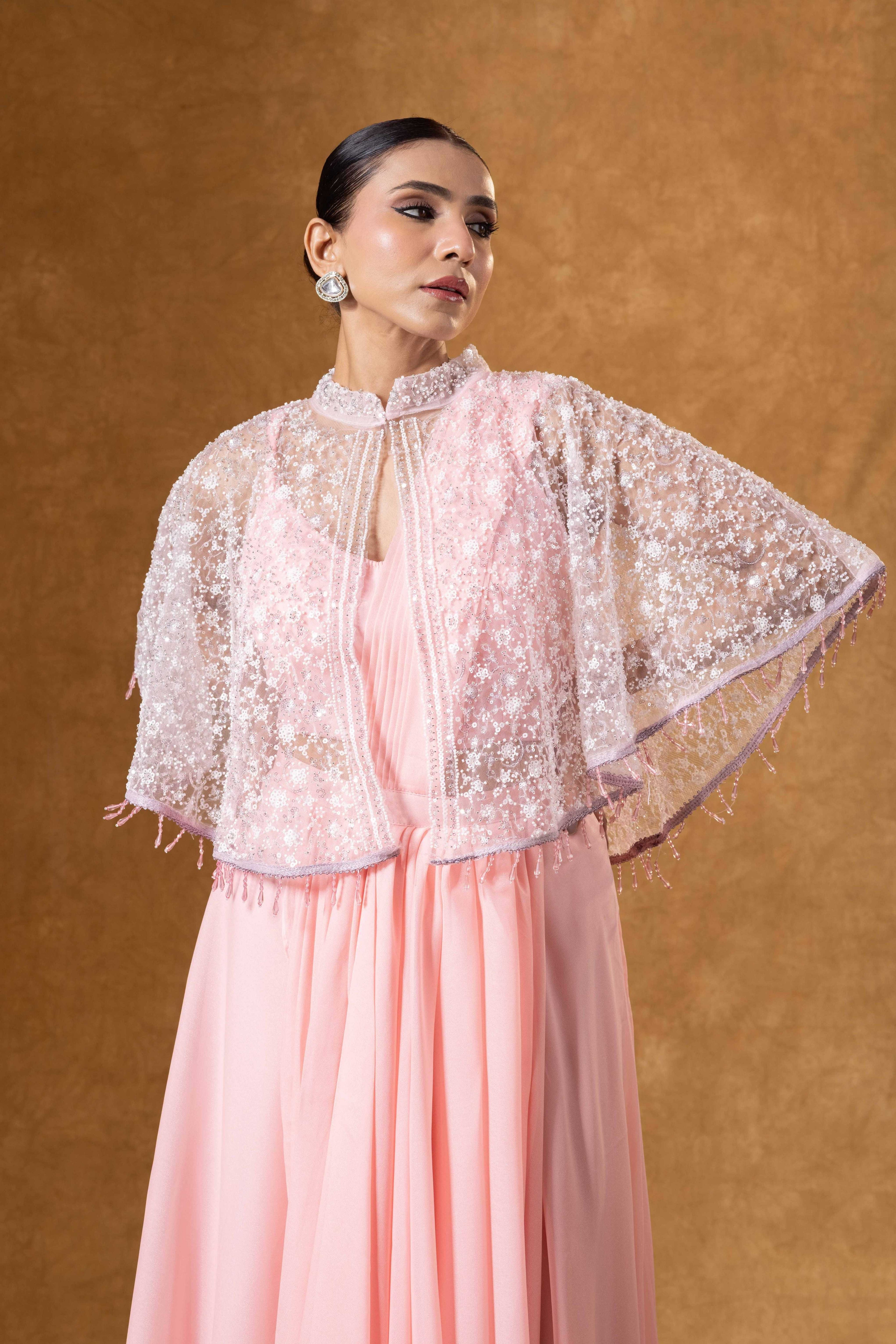 Blush Pink Pearl Cape Drape Set