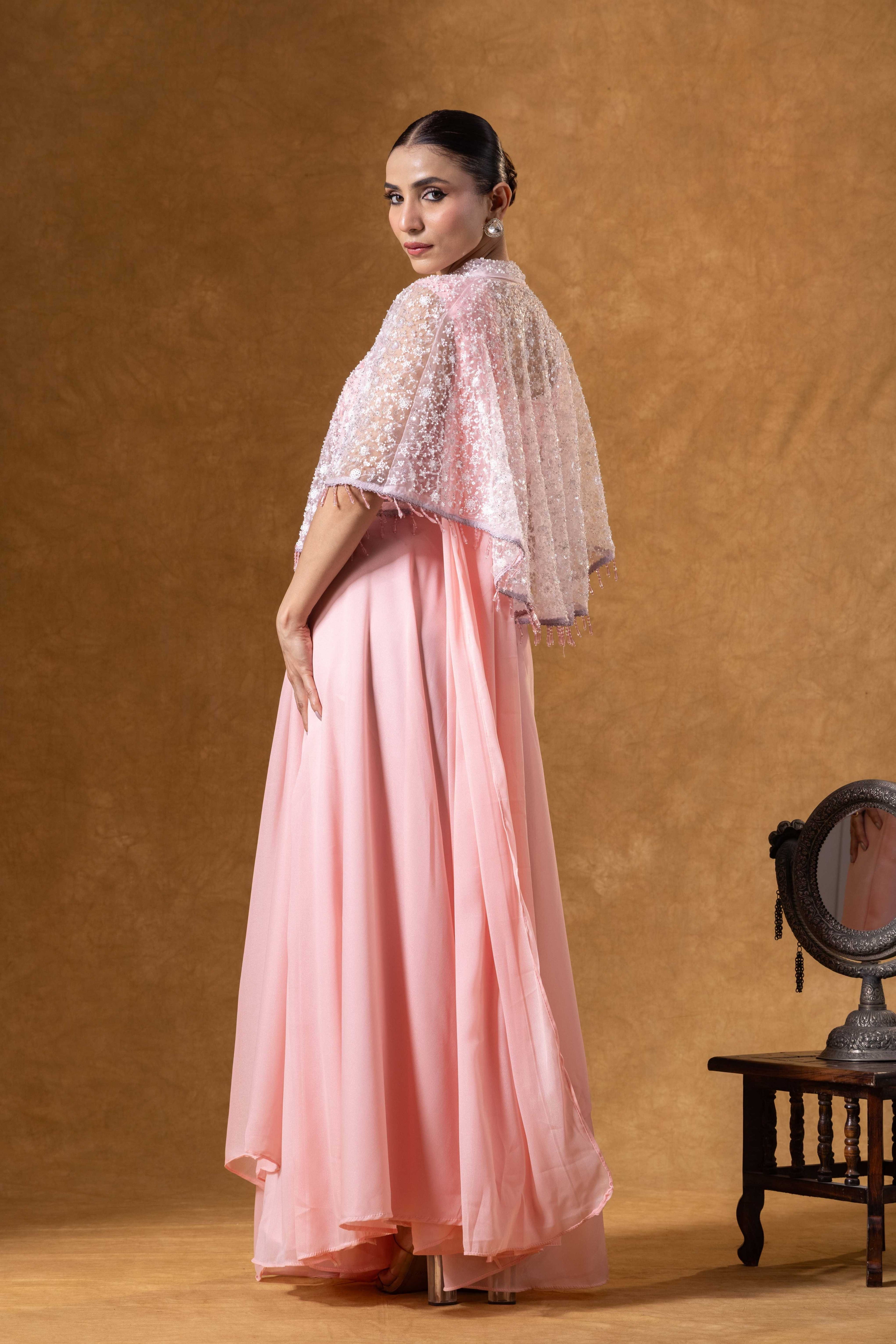 Blush Pink Pearl Cape Drape Set