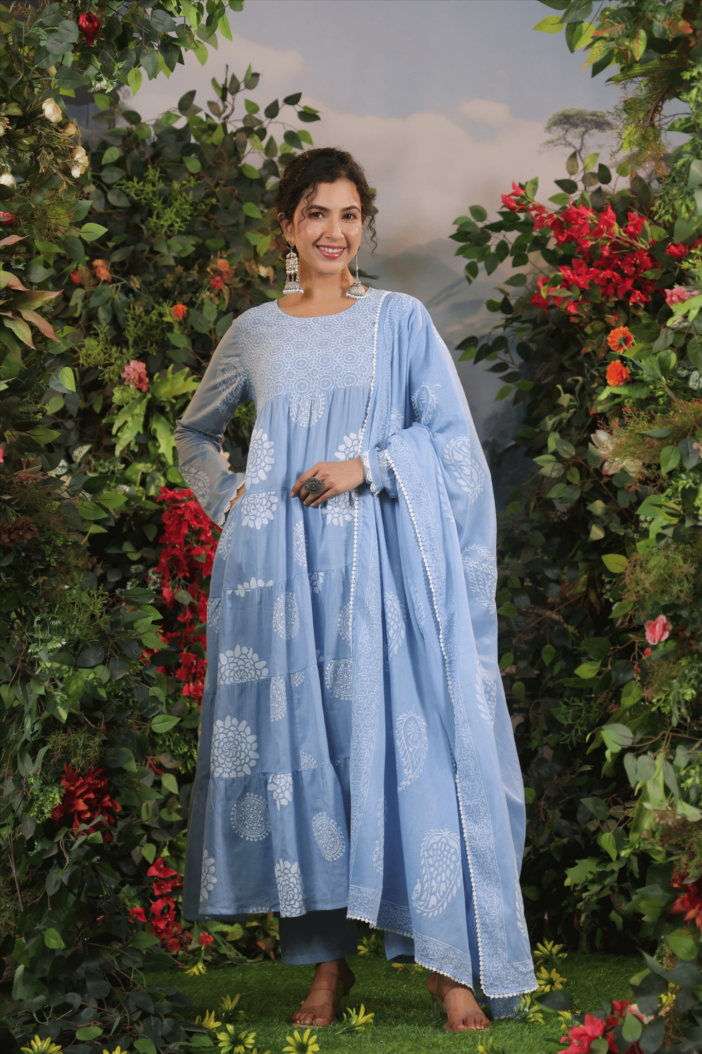 Powder Blue Anarkali Suit Set