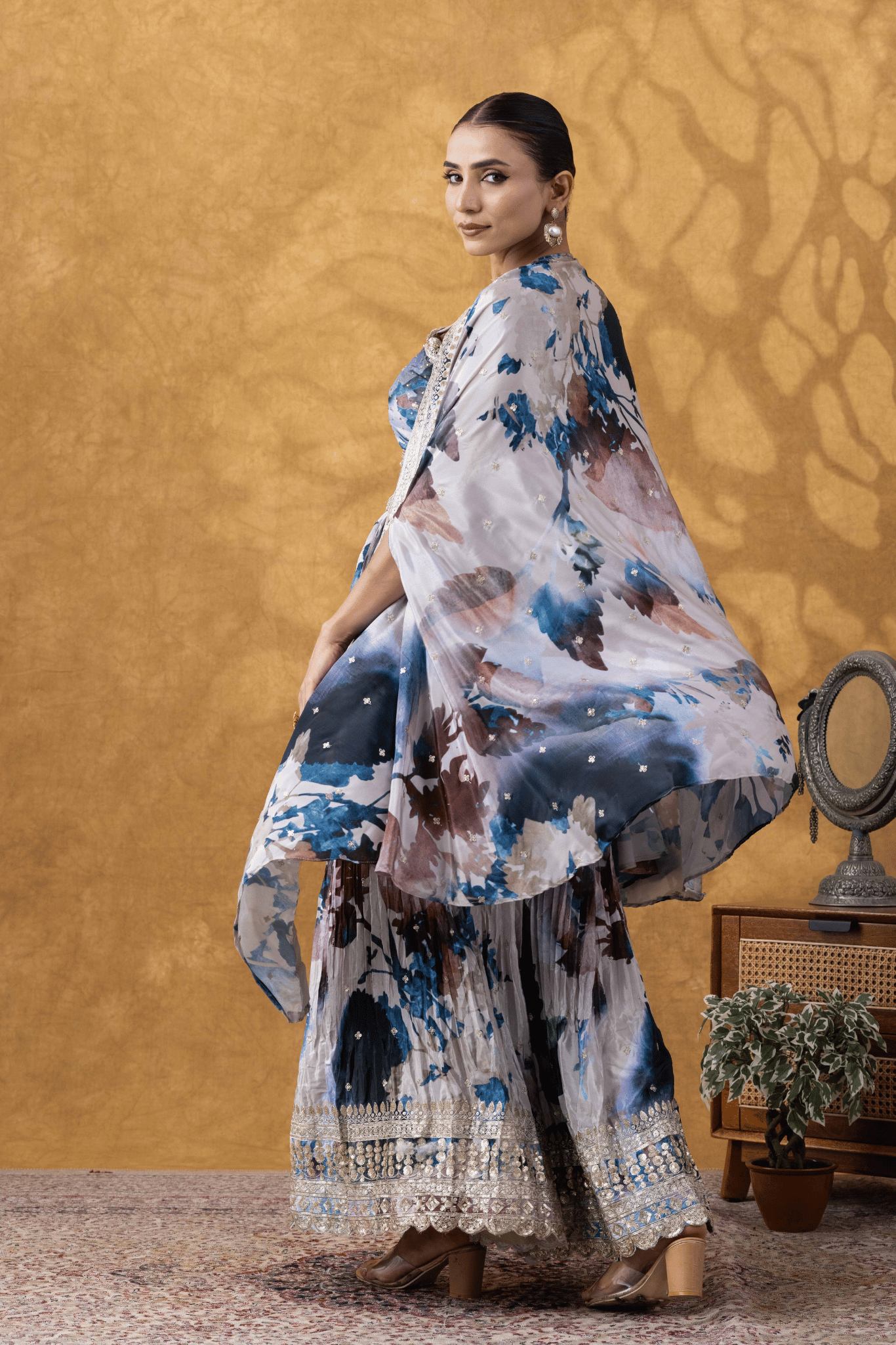 Watercolor Print Sharara Set