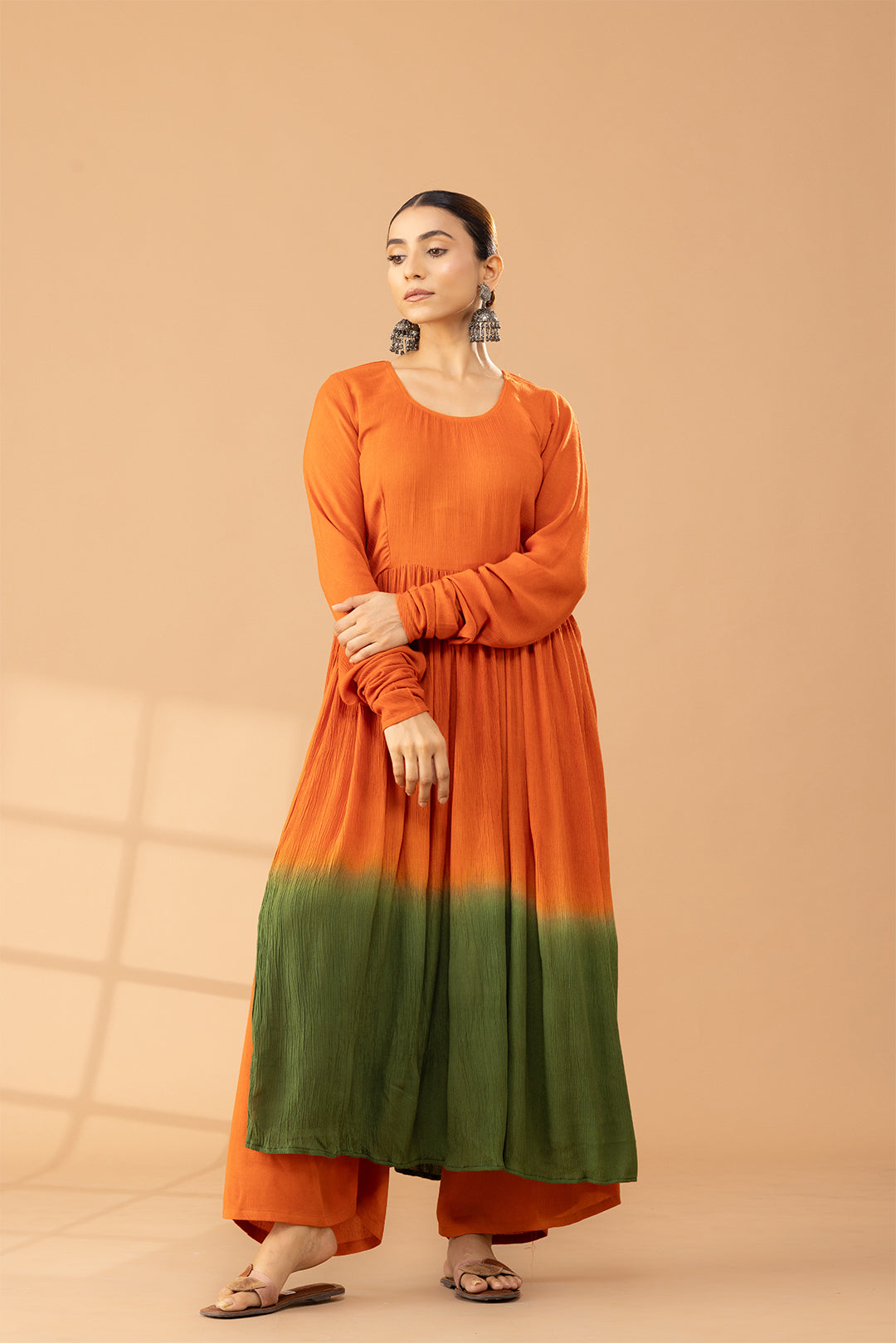 Rust Green Ombre Kurta Set