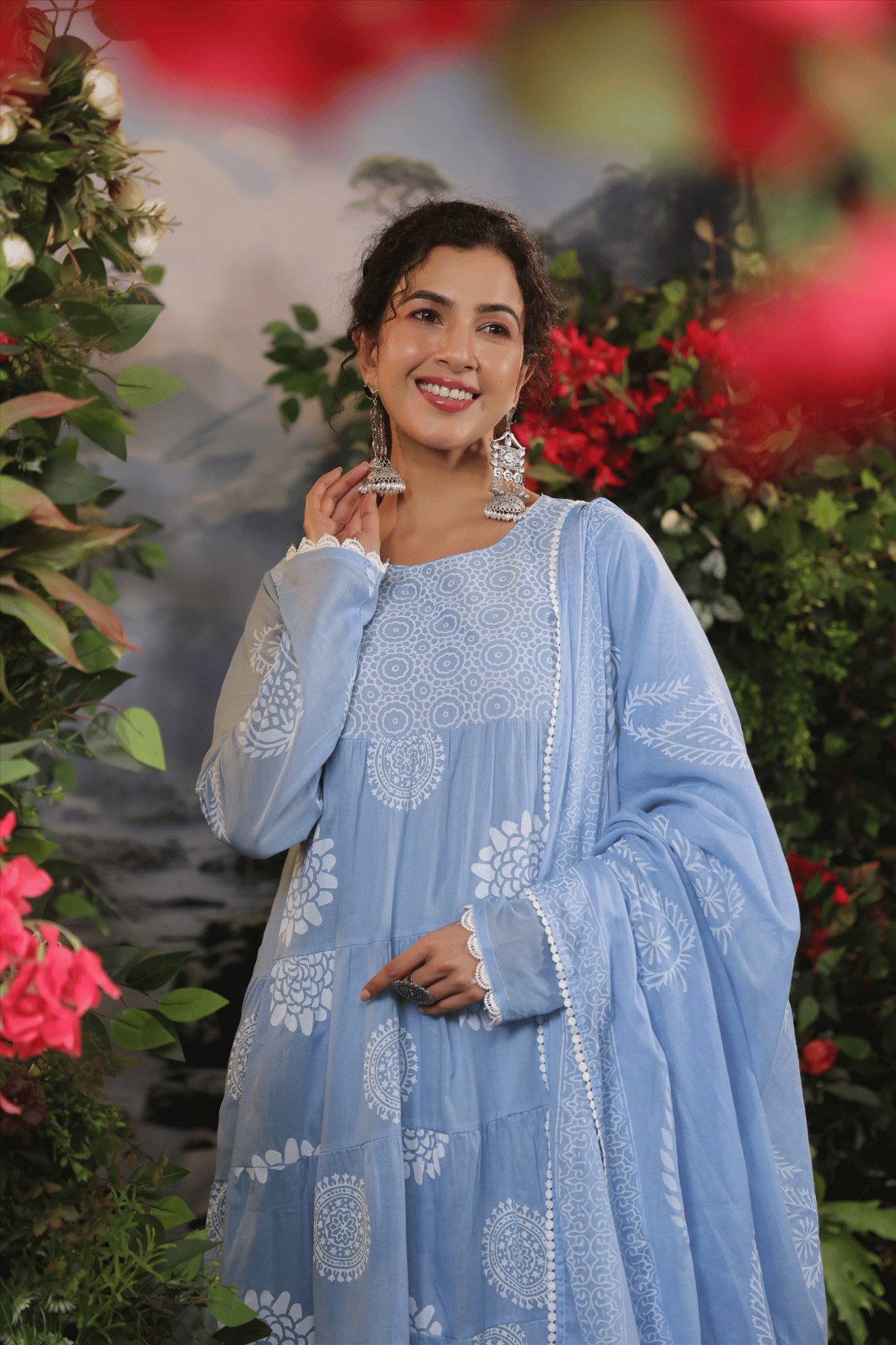 Powder Blue Anarkali Suit Set