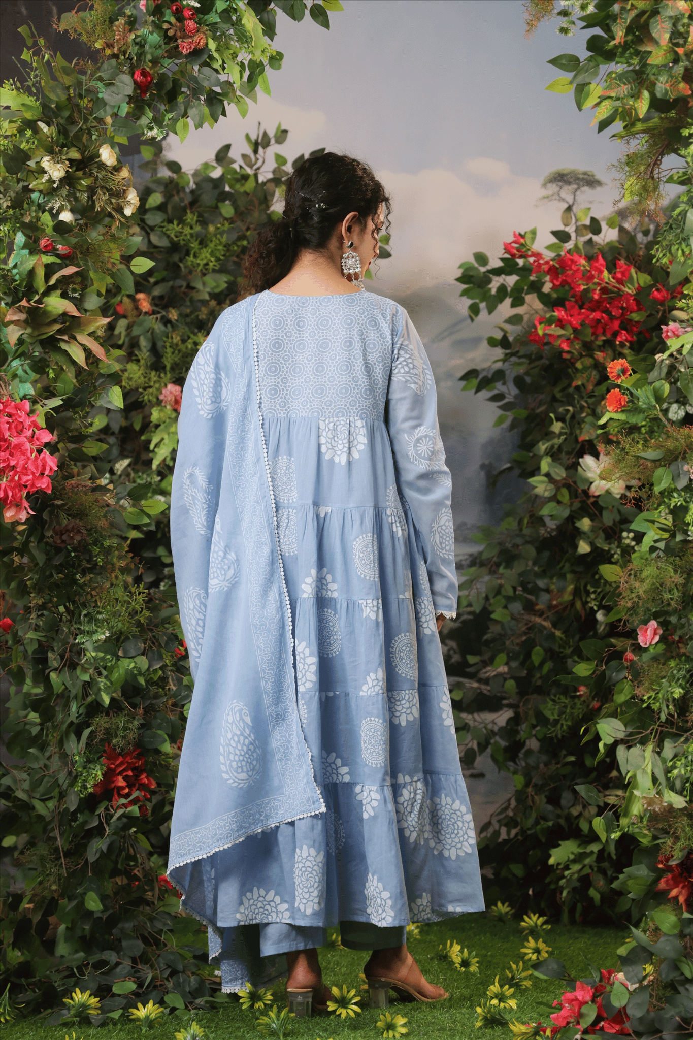 Powder Blue Anarkali Suit Set