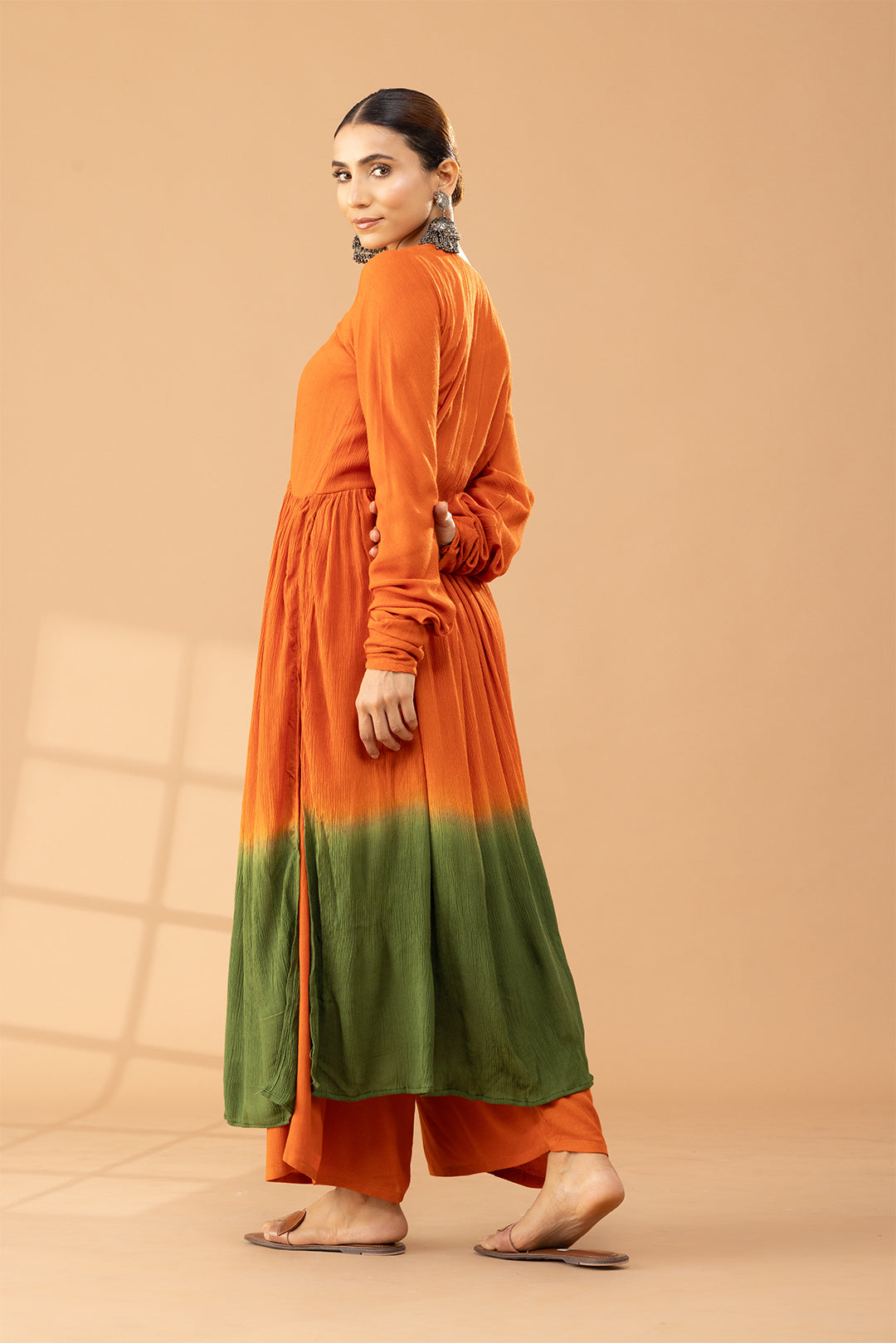Rust Green Ombre Kurta Set