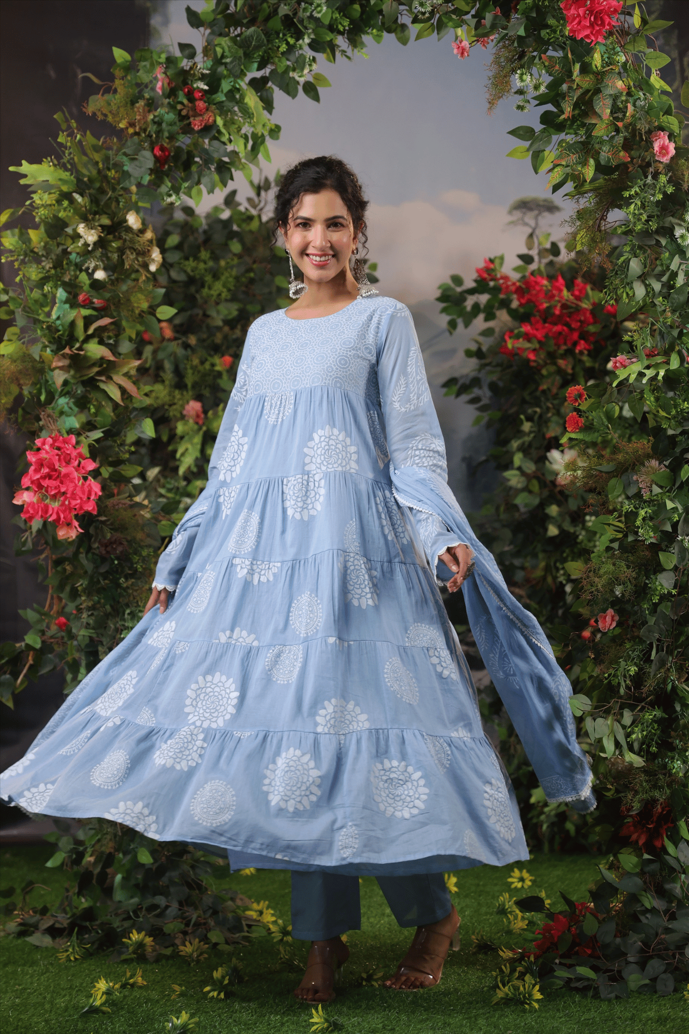 Powder Blue Anarkali Suit Set