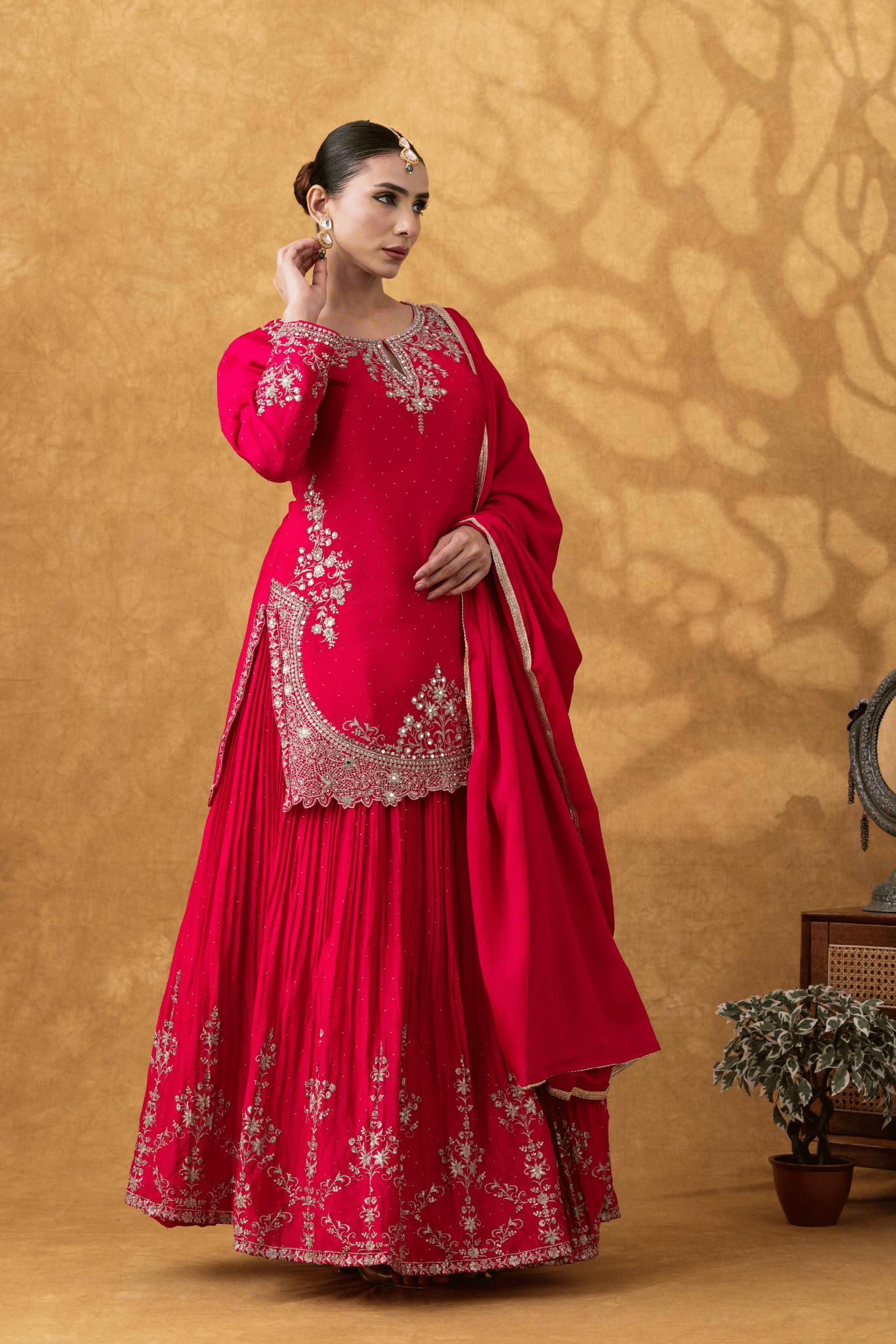 Magenta Pink Skirt Ensemble