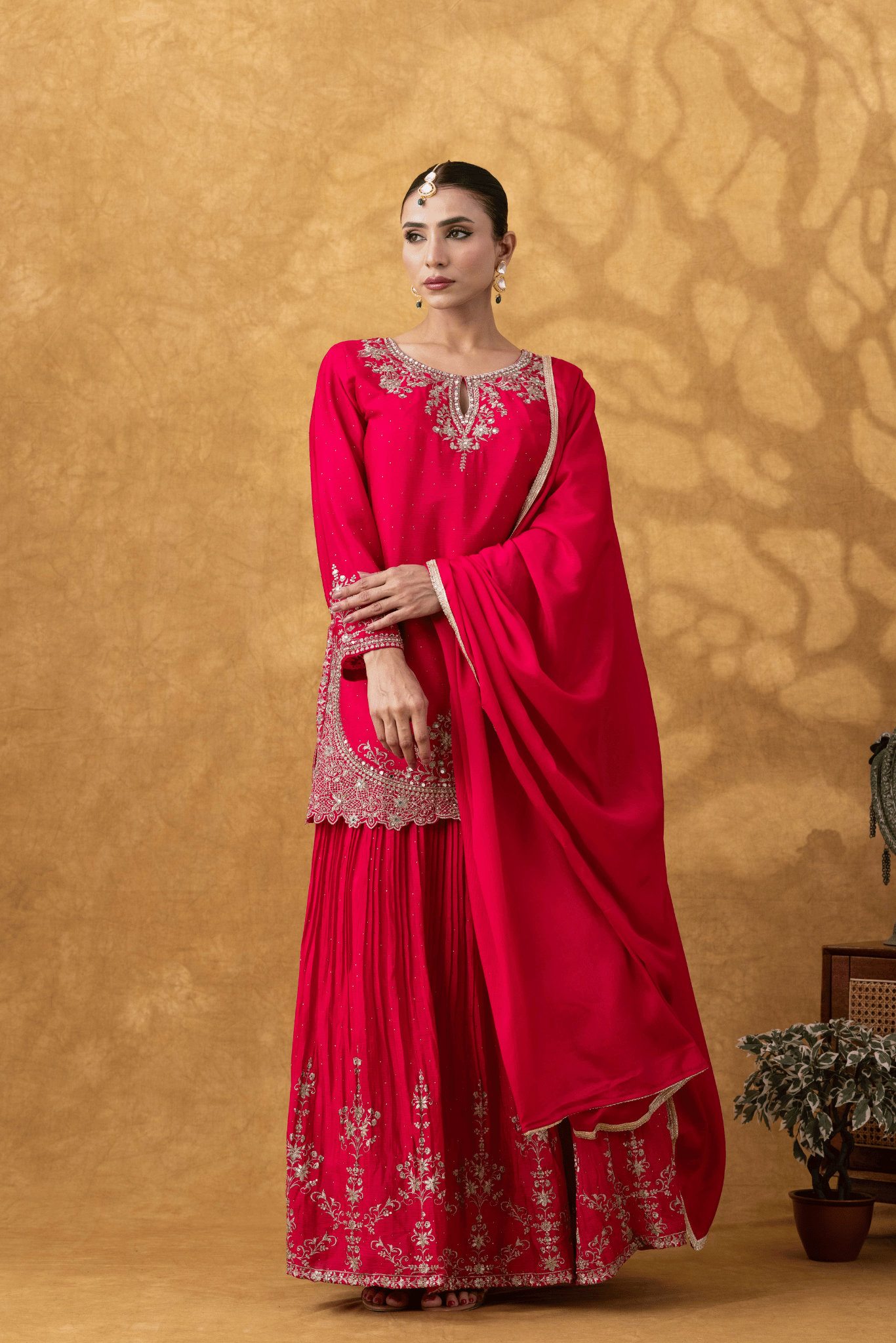 Magenta Pink Skirt Ensemble