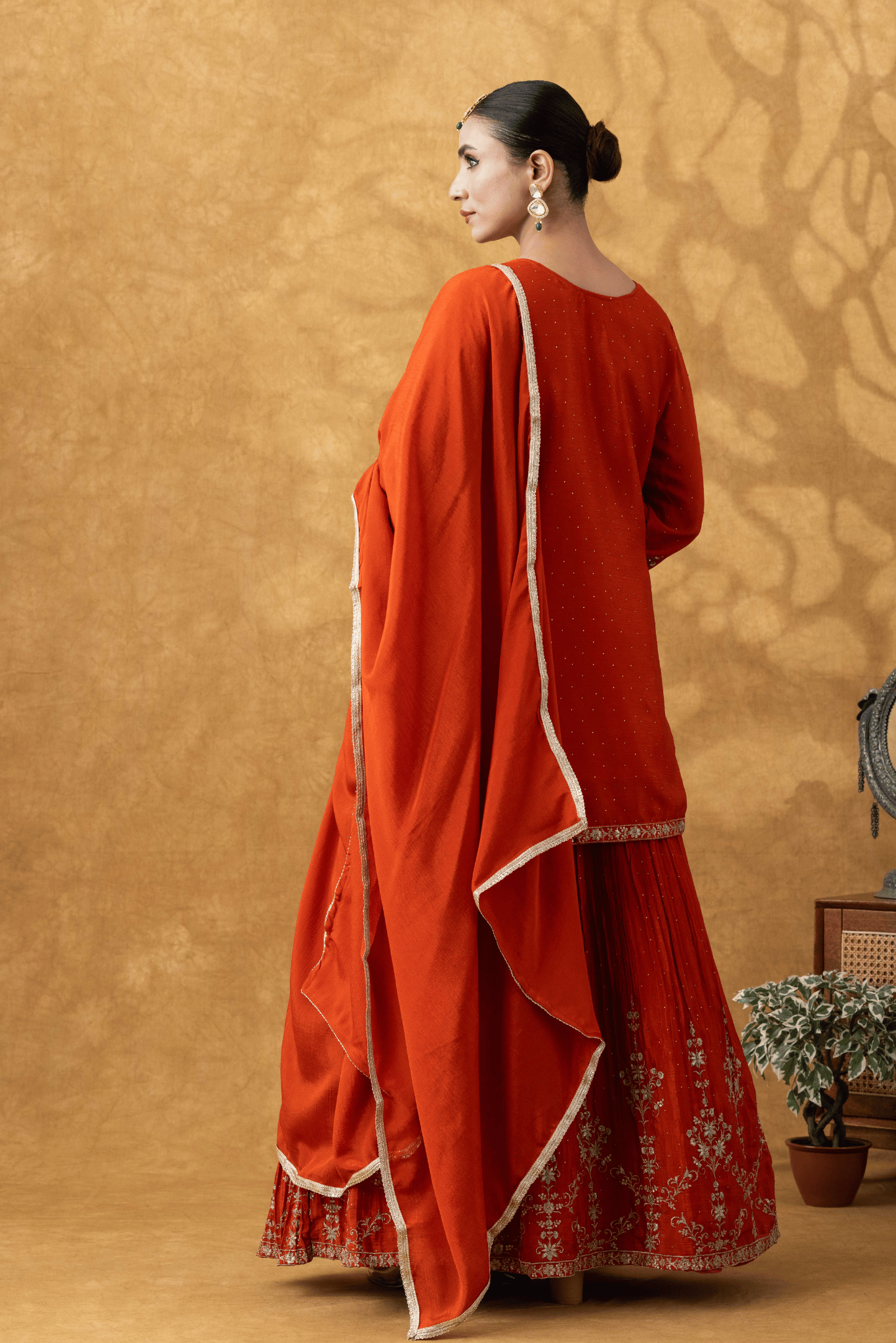 Rust Orange Skirt Ensemble