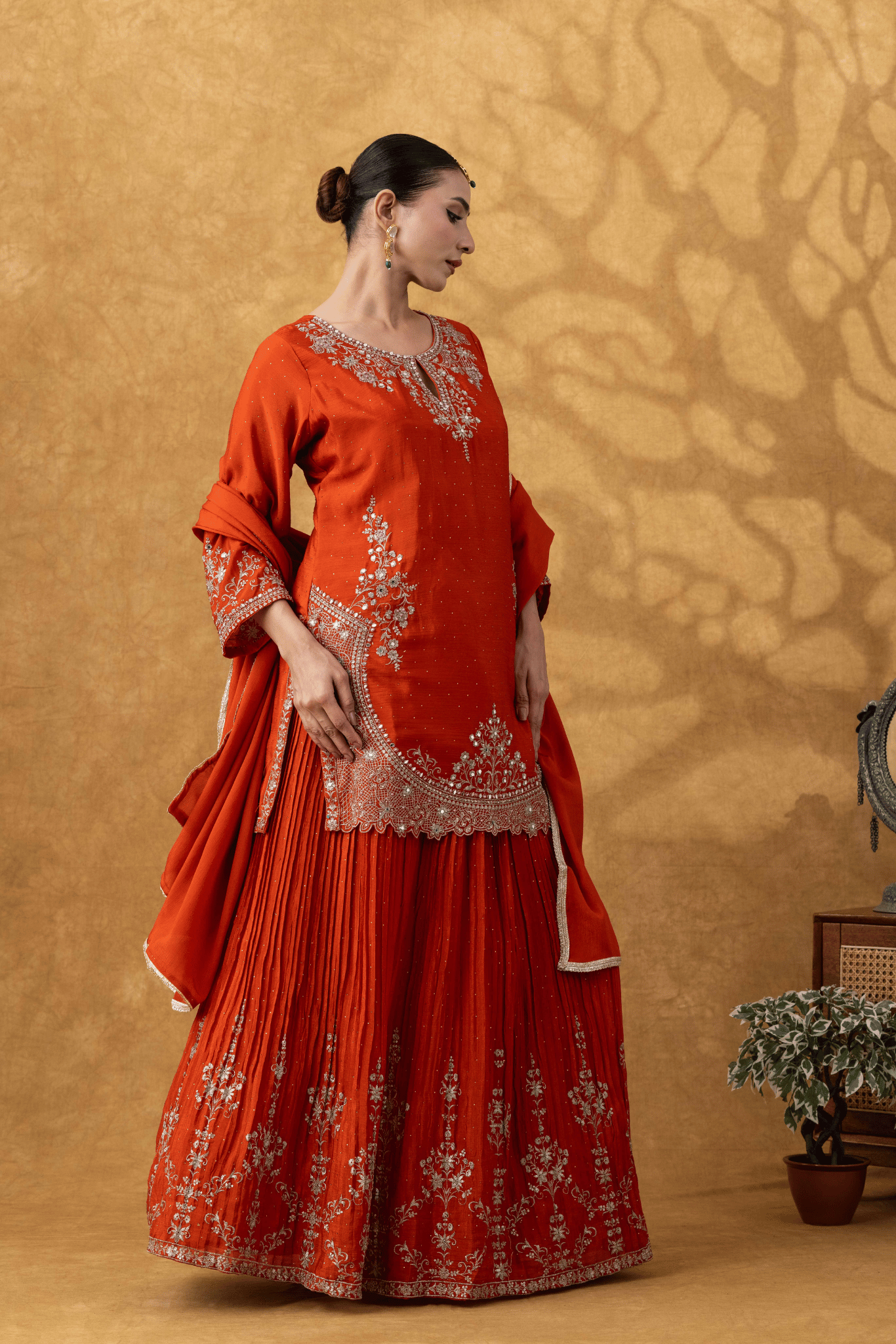 Rust Orange Skirt Ensemble