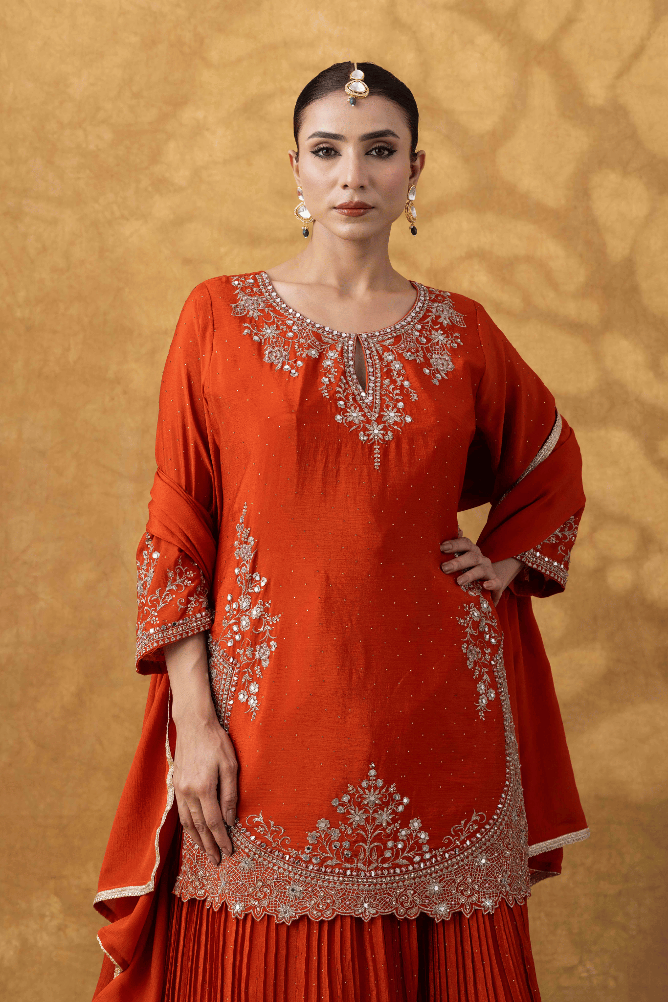 Rust Orange Skirt Ensemble