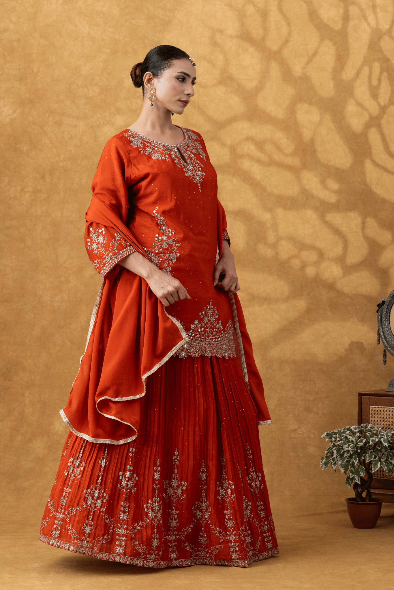 Rust Orange Skirt Ensemble