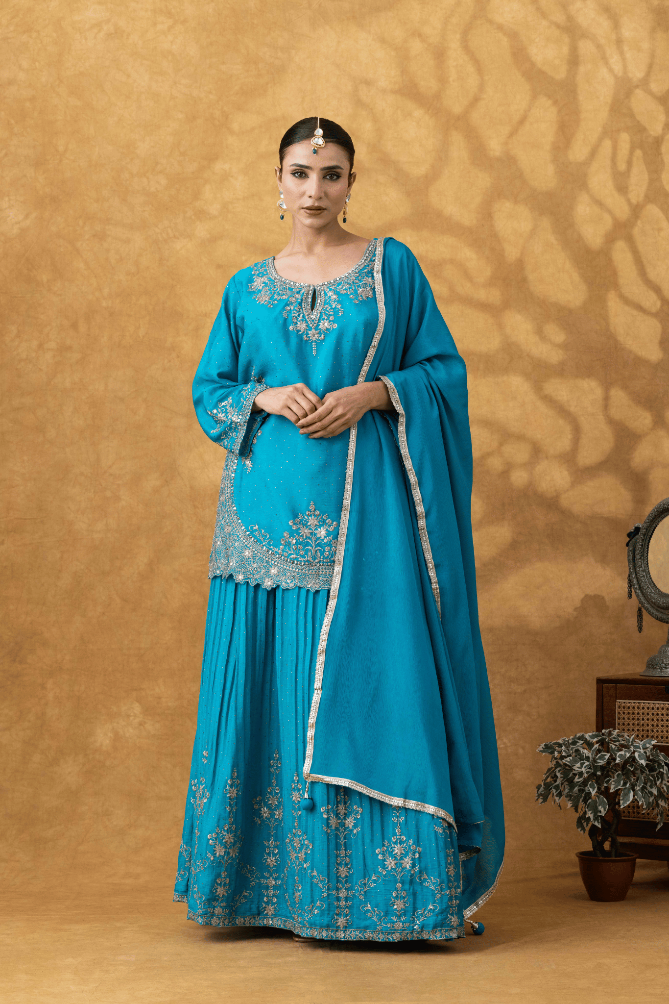 Firozi Glow Skirt Ensemble