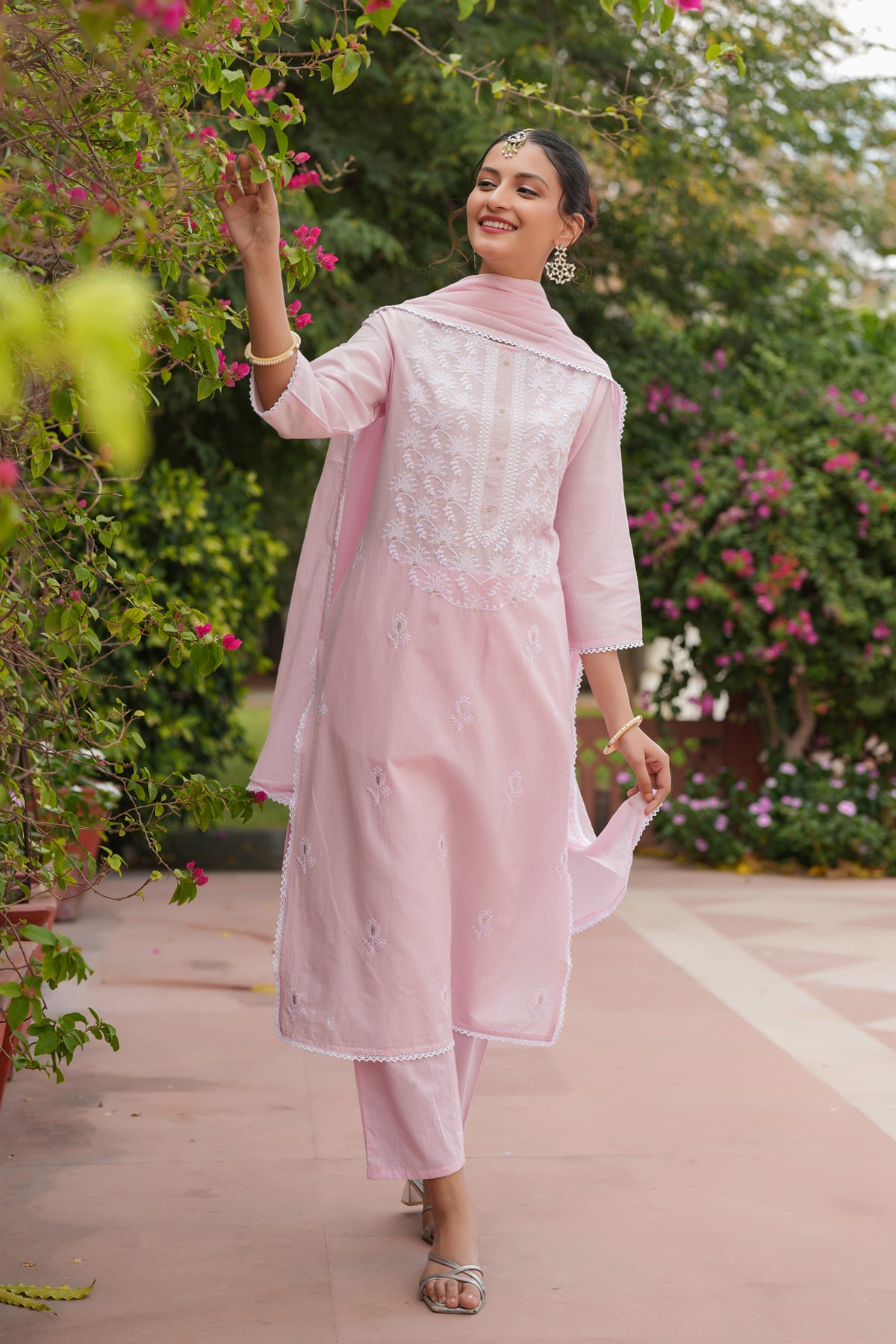 Pink Chikankari Suit Set
