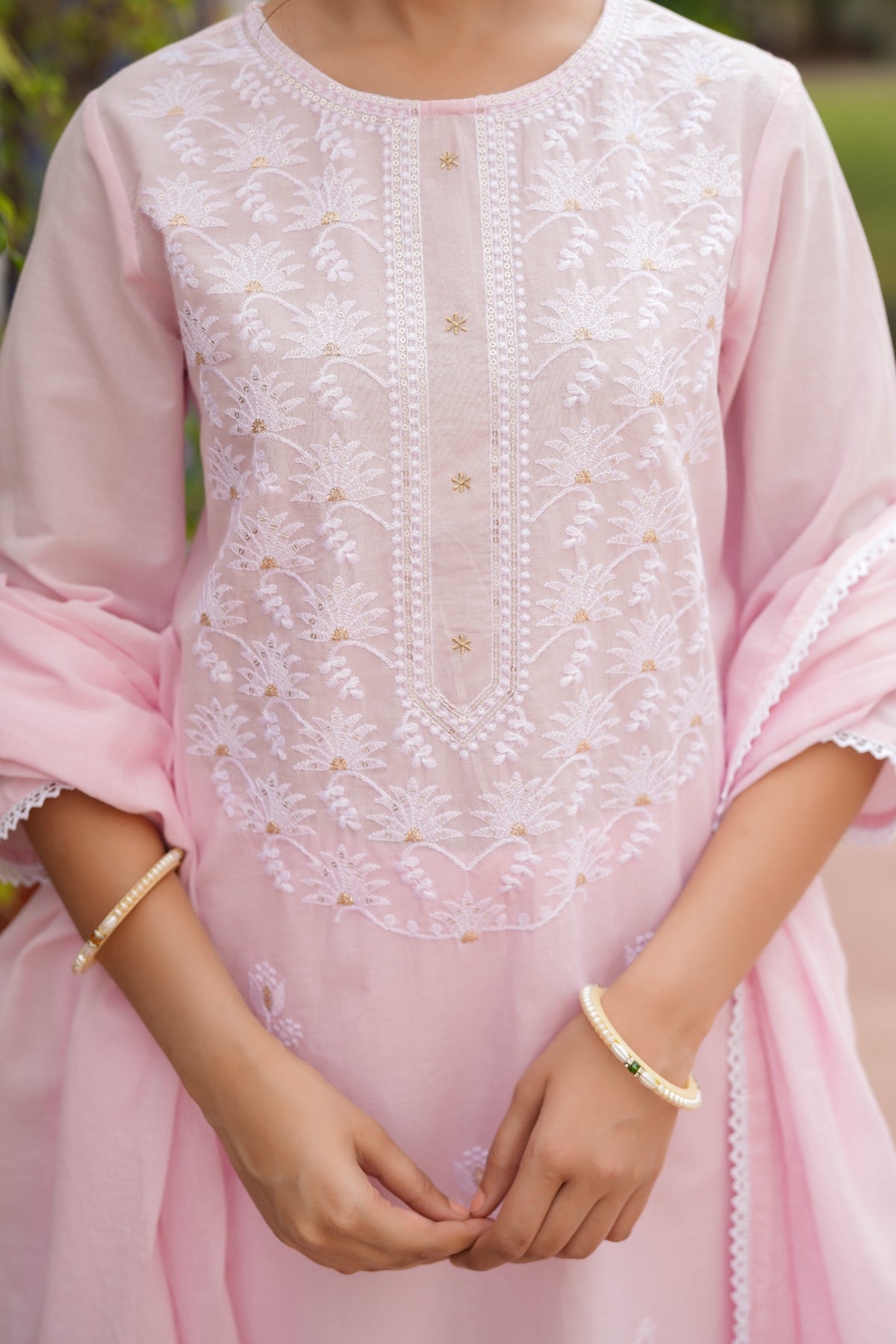 Pink Chikankari Suit Set