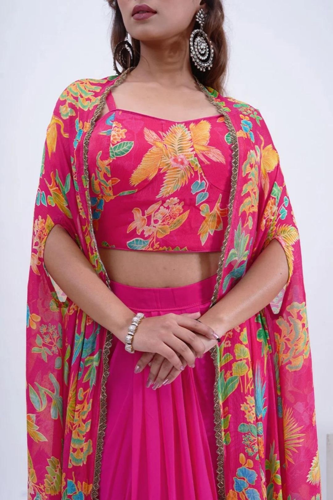 Pink Georgette Cape Set