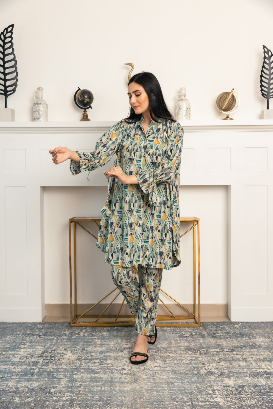 Muslin Geometric Print Co-Ord Set