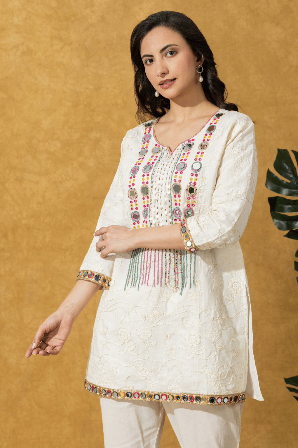 Ivory Embroidered Kurta Pant Set