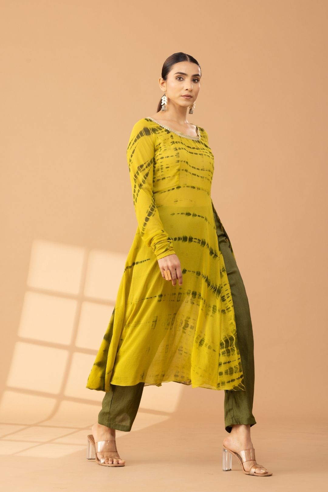 Green Tie & Dye Georgette Kurta Set