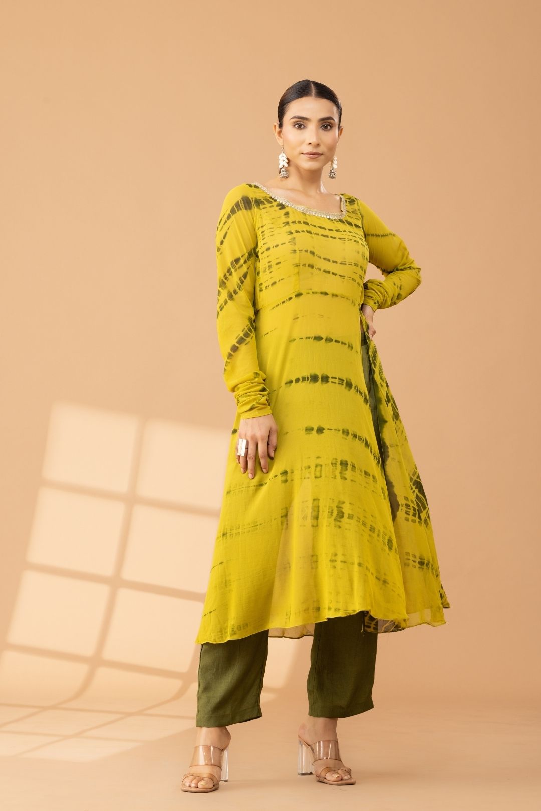 Green Tie & Dye Georgette Kurta Set