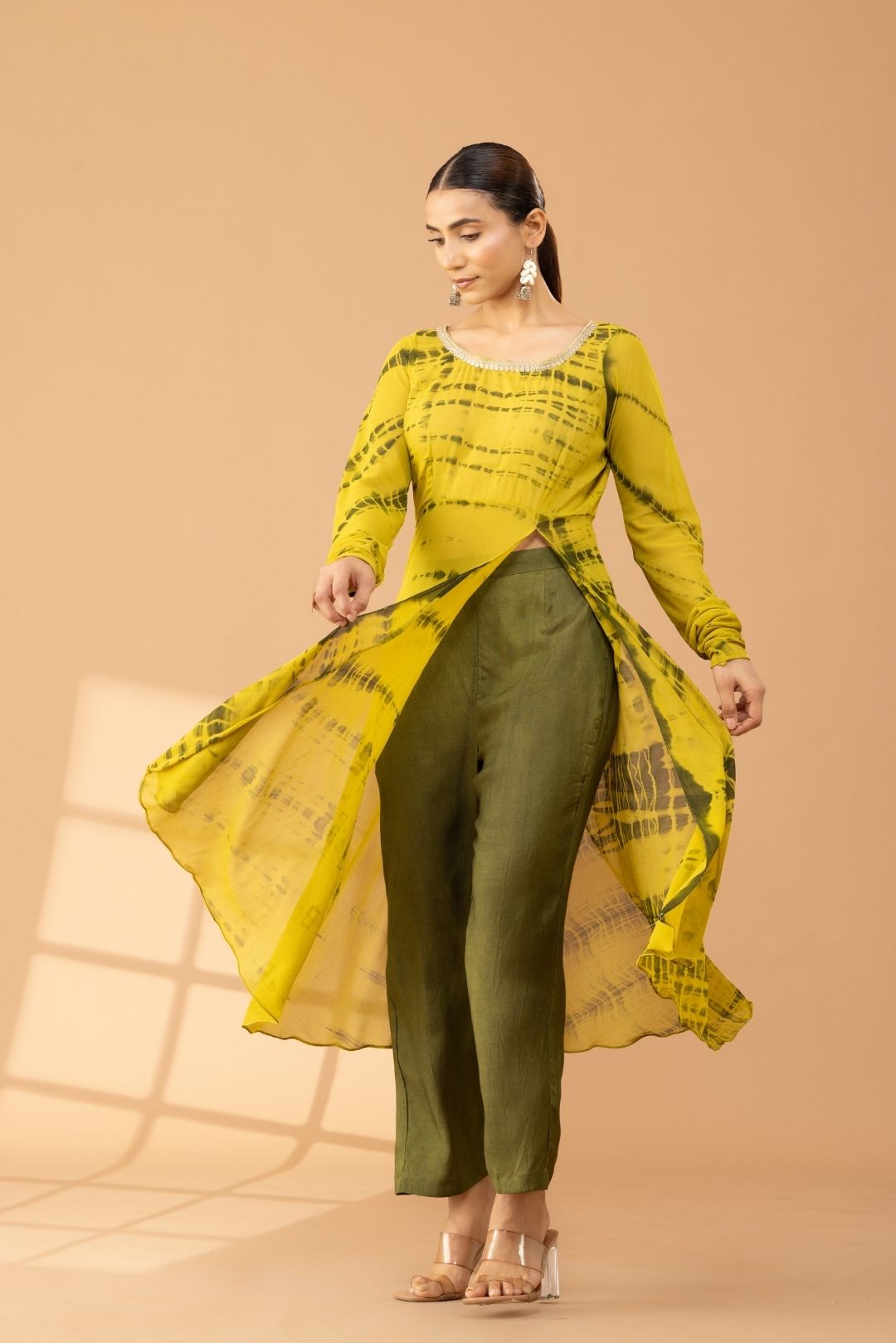 Green Tie & Dye Georgette Kurta Set