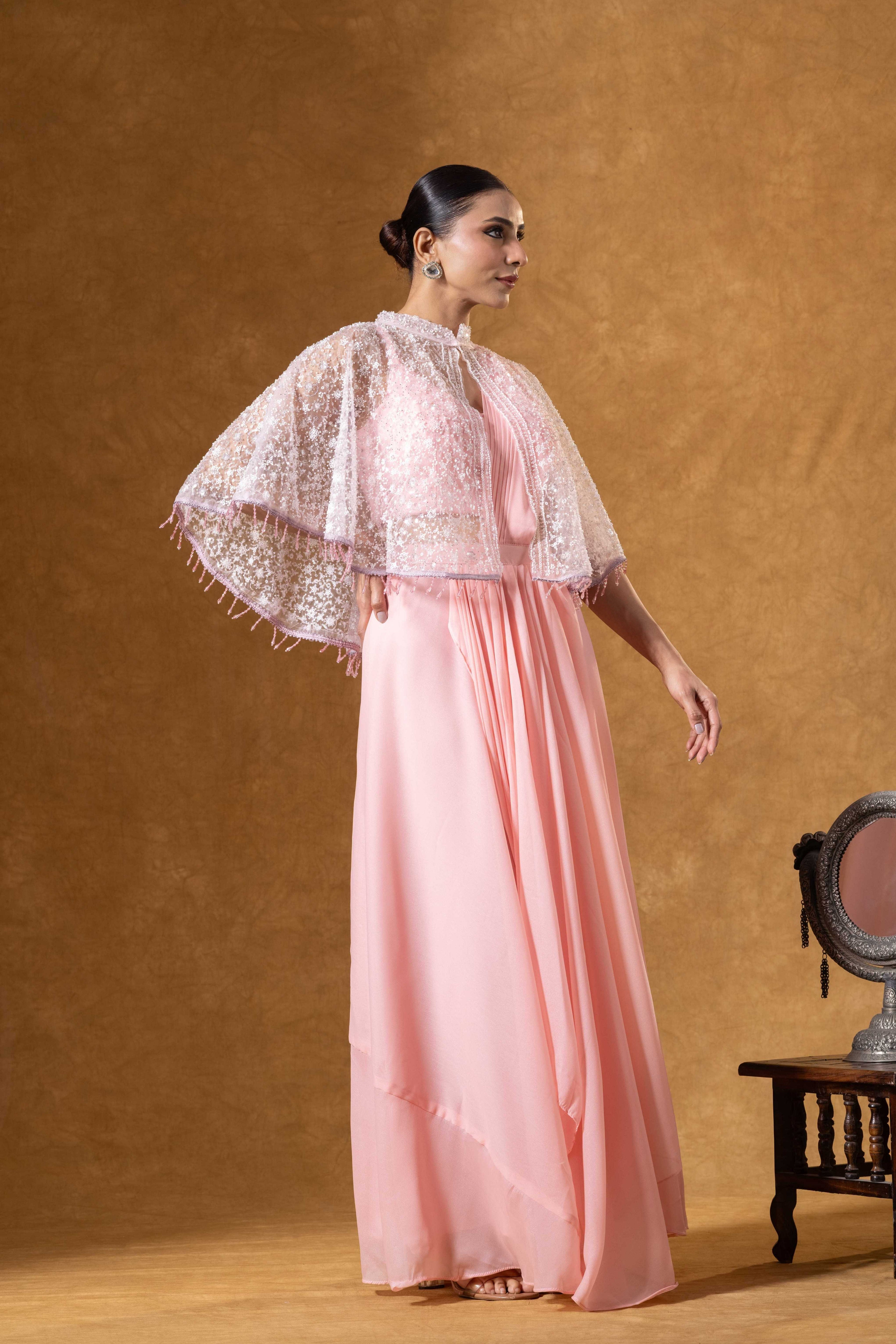 Blush Pink Pearl Cape Drape Set