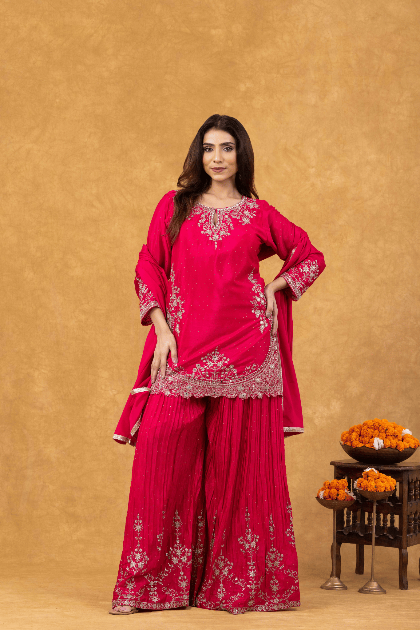 Magenta Pink Sharara Ensemble
