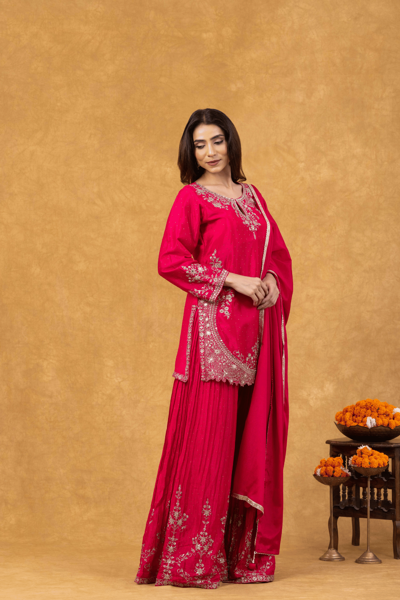 Magenta Pink Sharara Ensemble