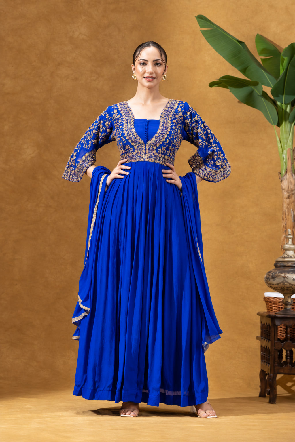 Blue Embroidered Anarkali Gown