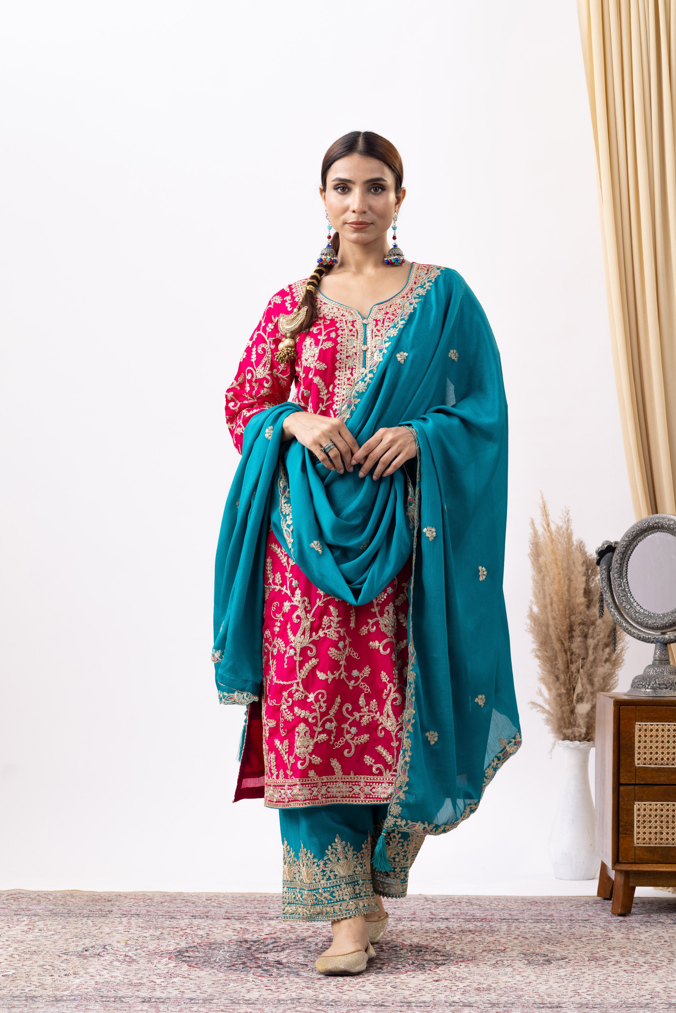 Rani Embroidered Chinon Palazzo Set