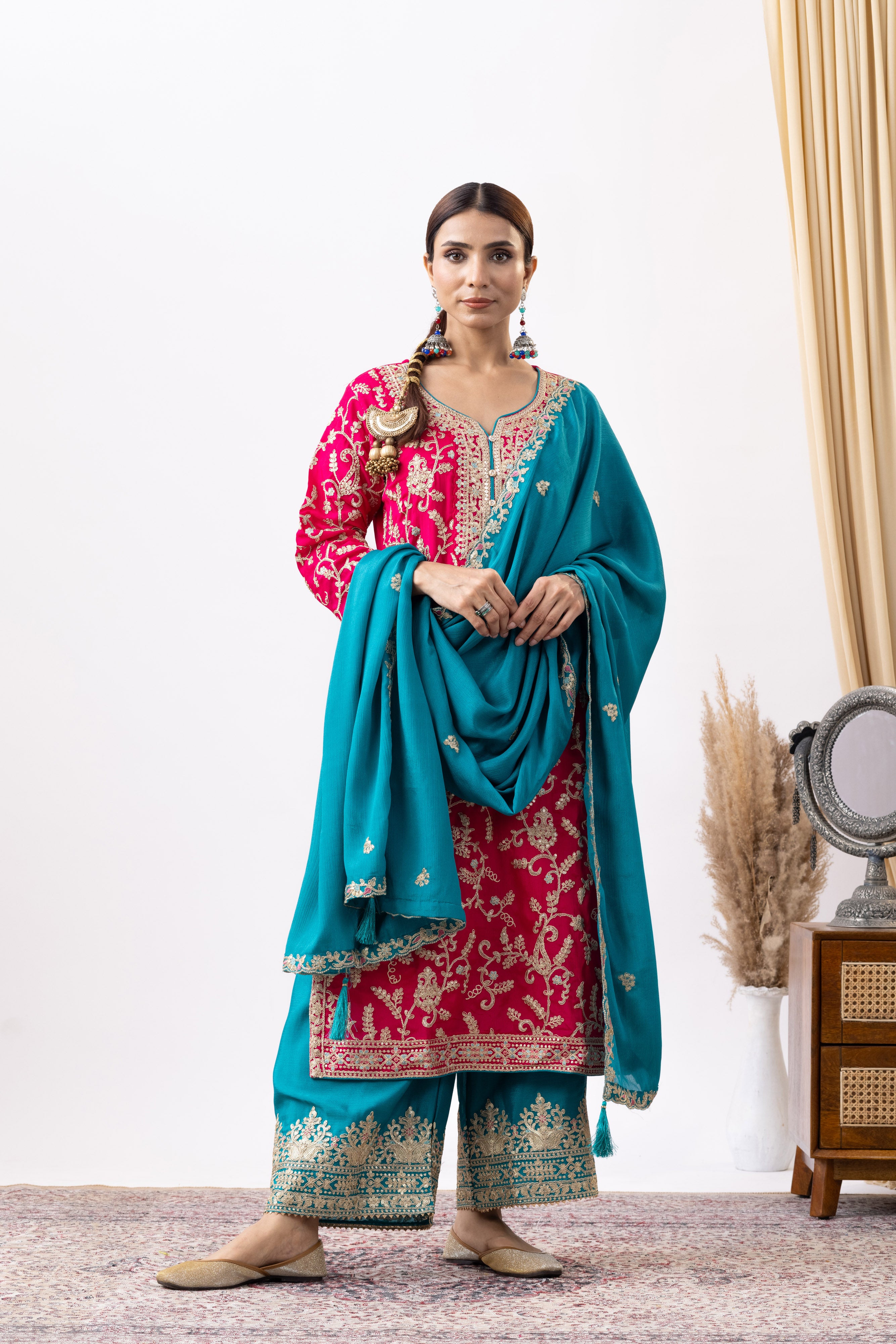 Rani Embroidered Chinon Palazzo Set