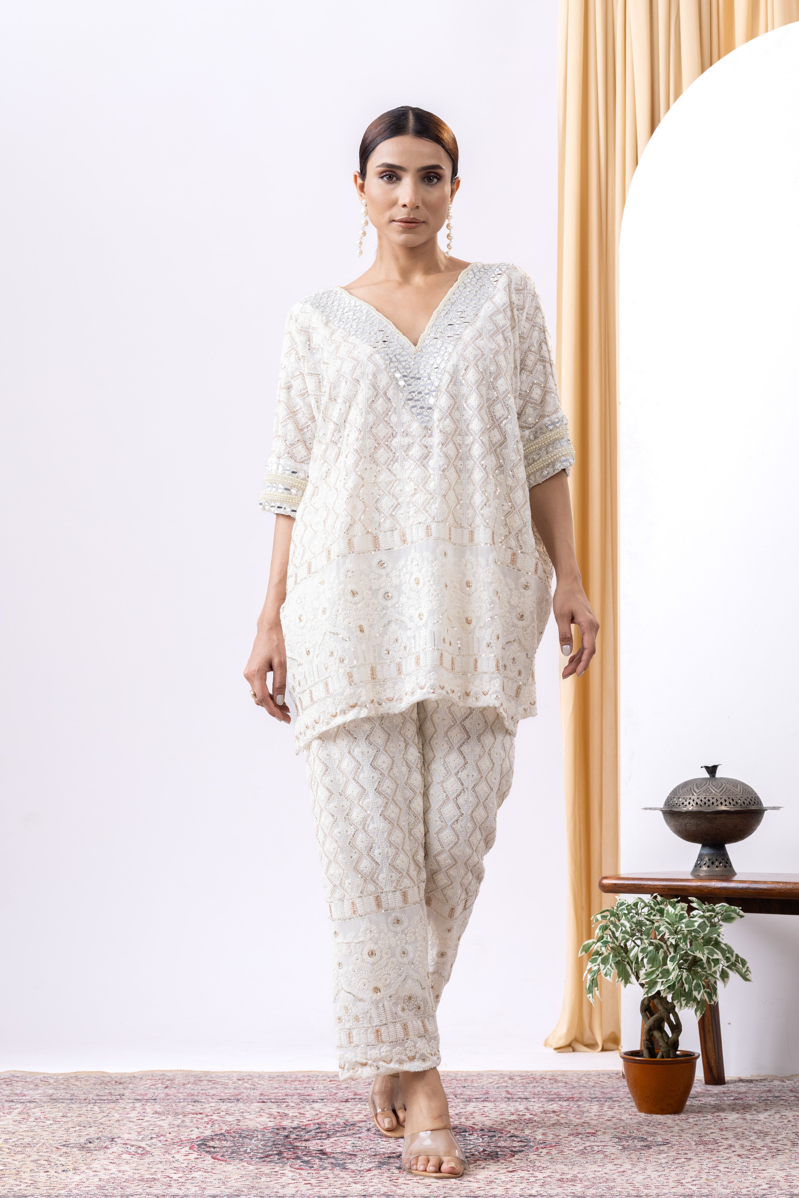 Chikankari Ivory Co-ord Set