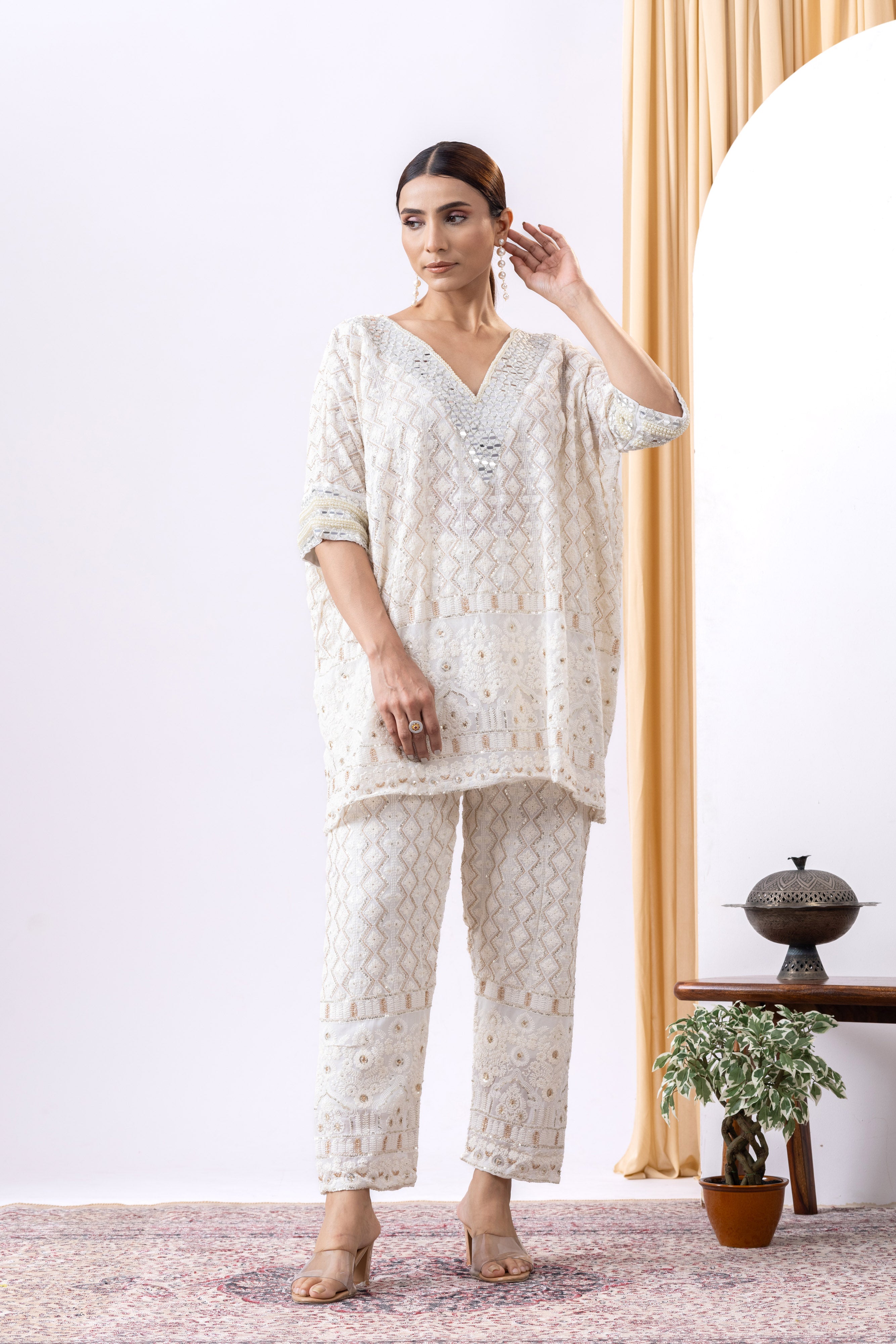 Chikankari Ivory Co-ord Set