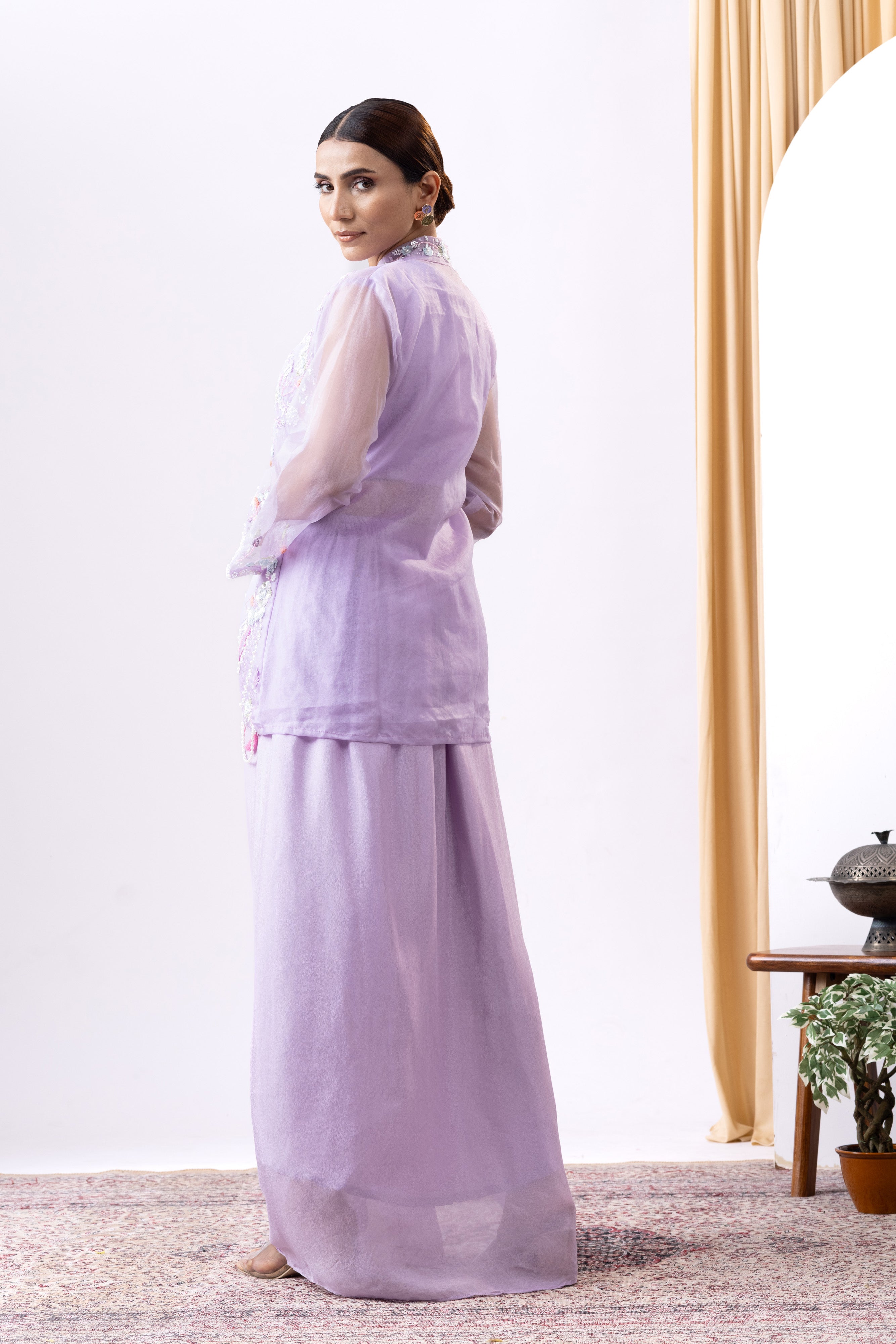 Delicate Lavender Cape and Skirt Coord Set