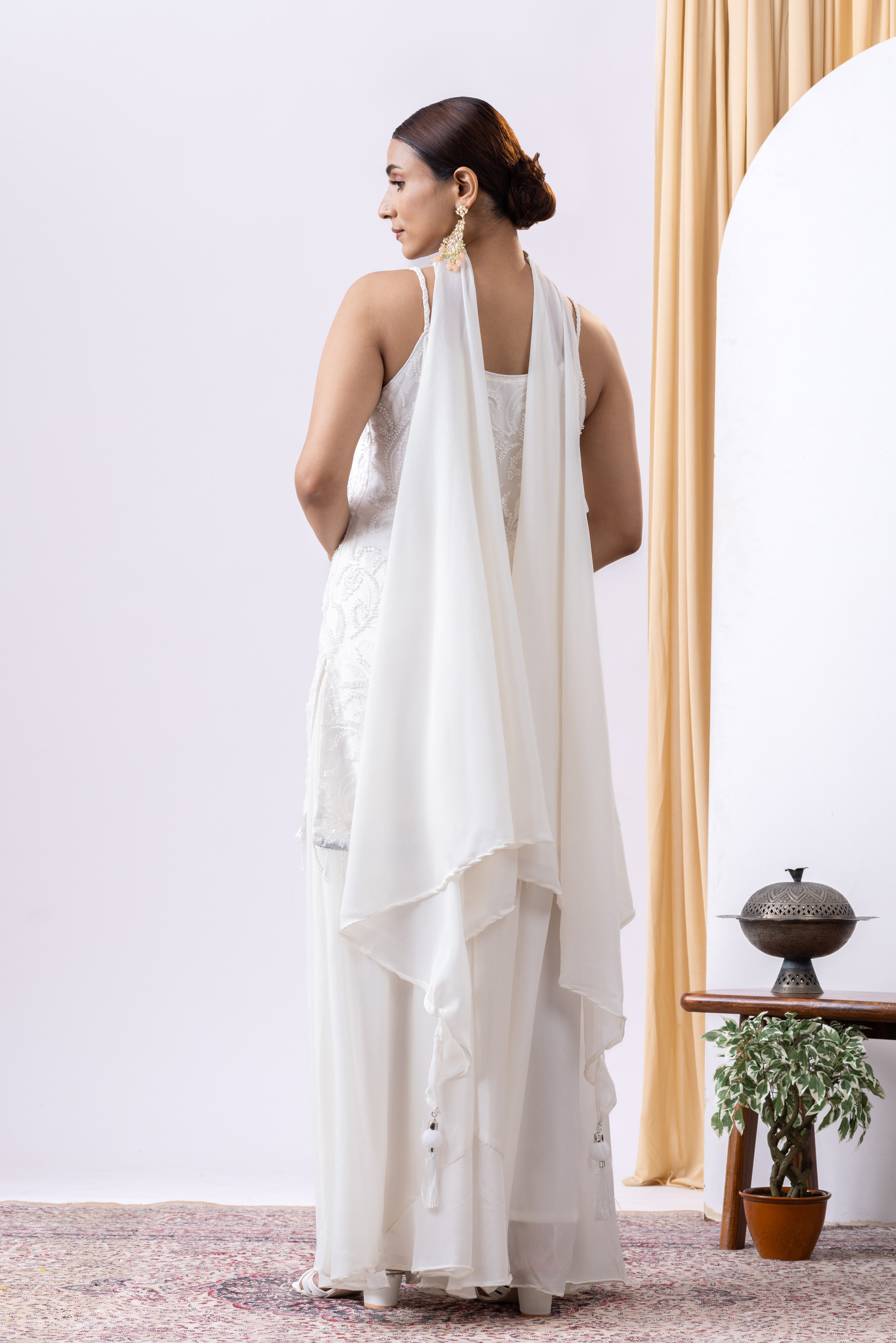 White Embellished Sharara Set