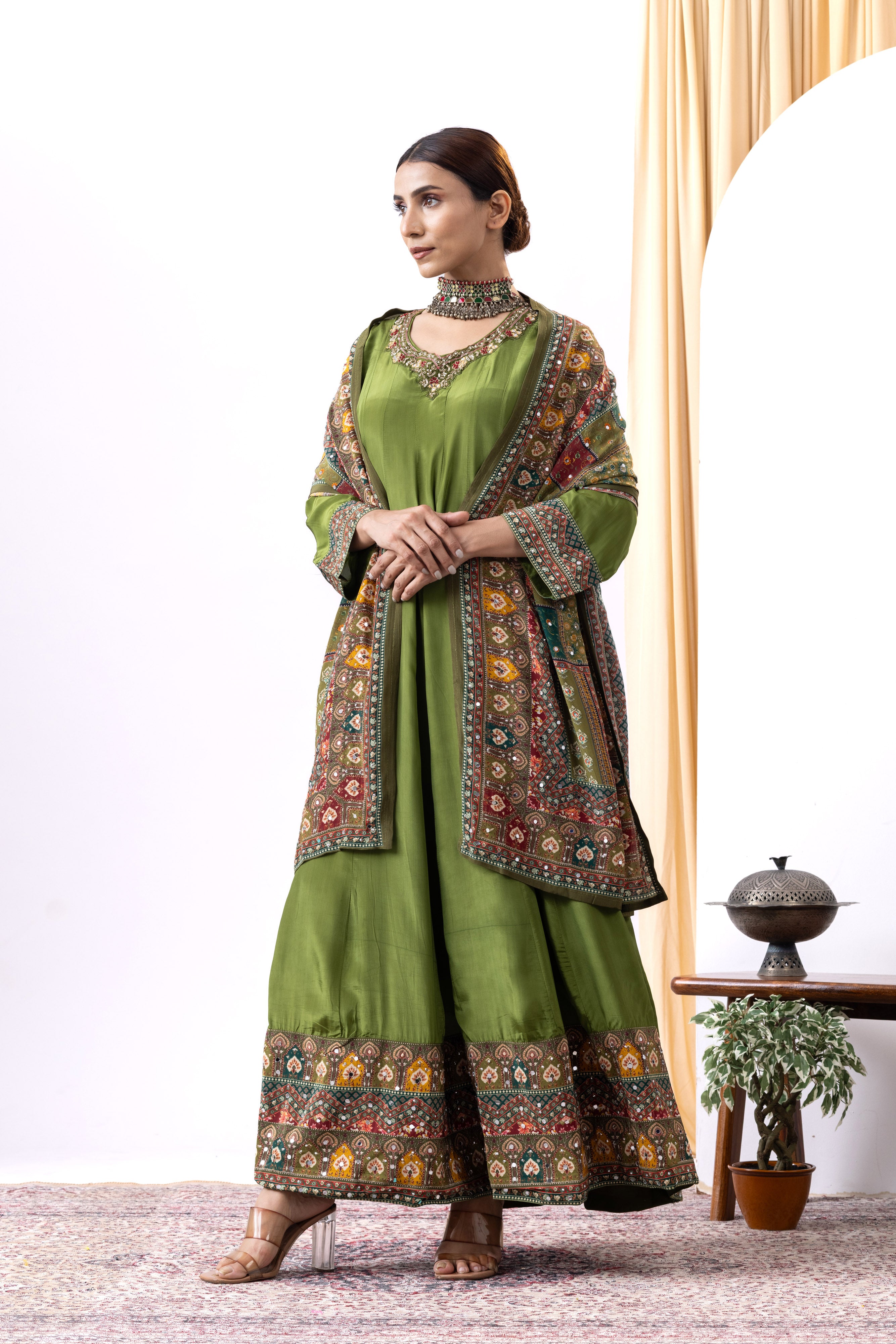 Green Anarkali Suit Set