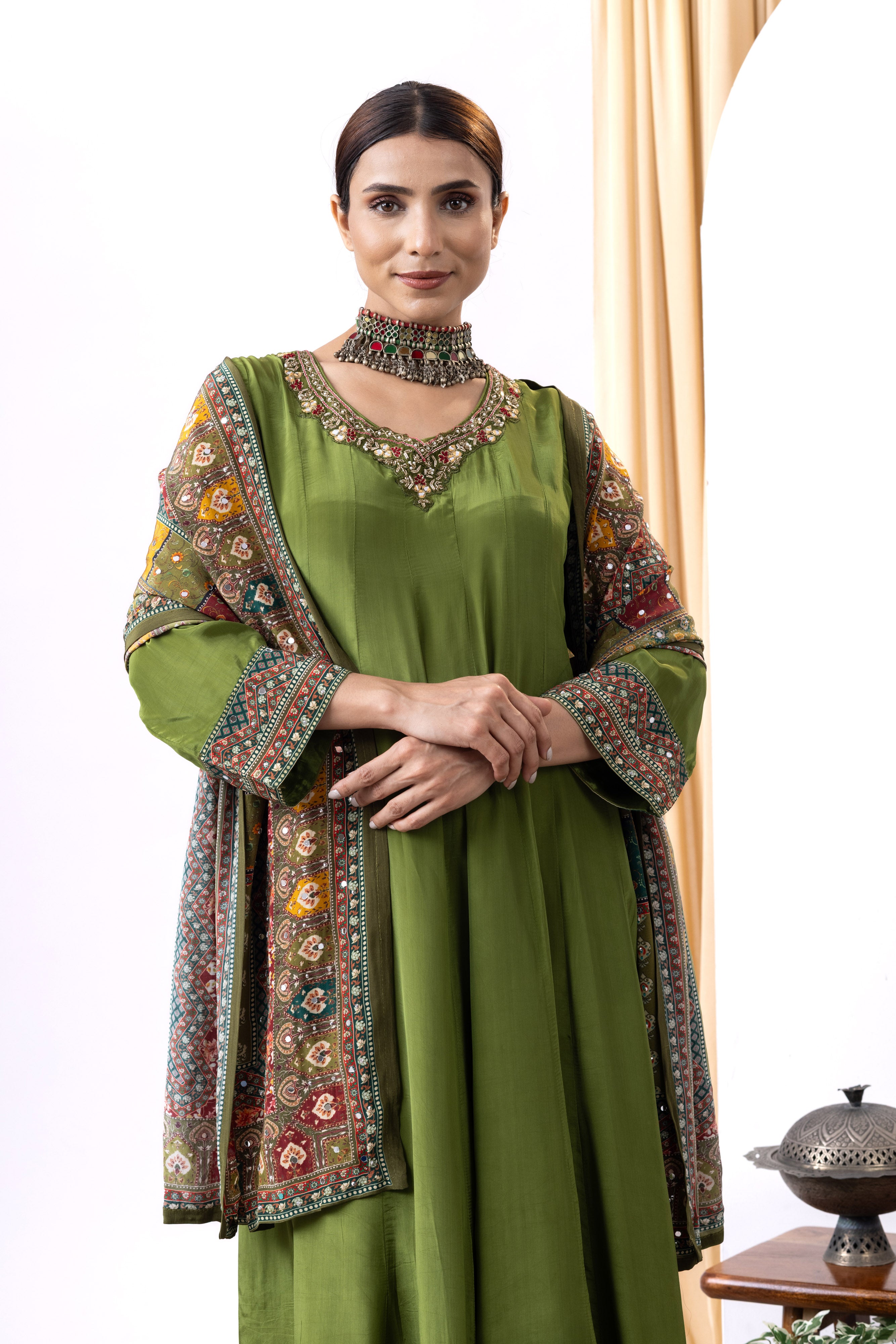 Green Anarkali Suit Set