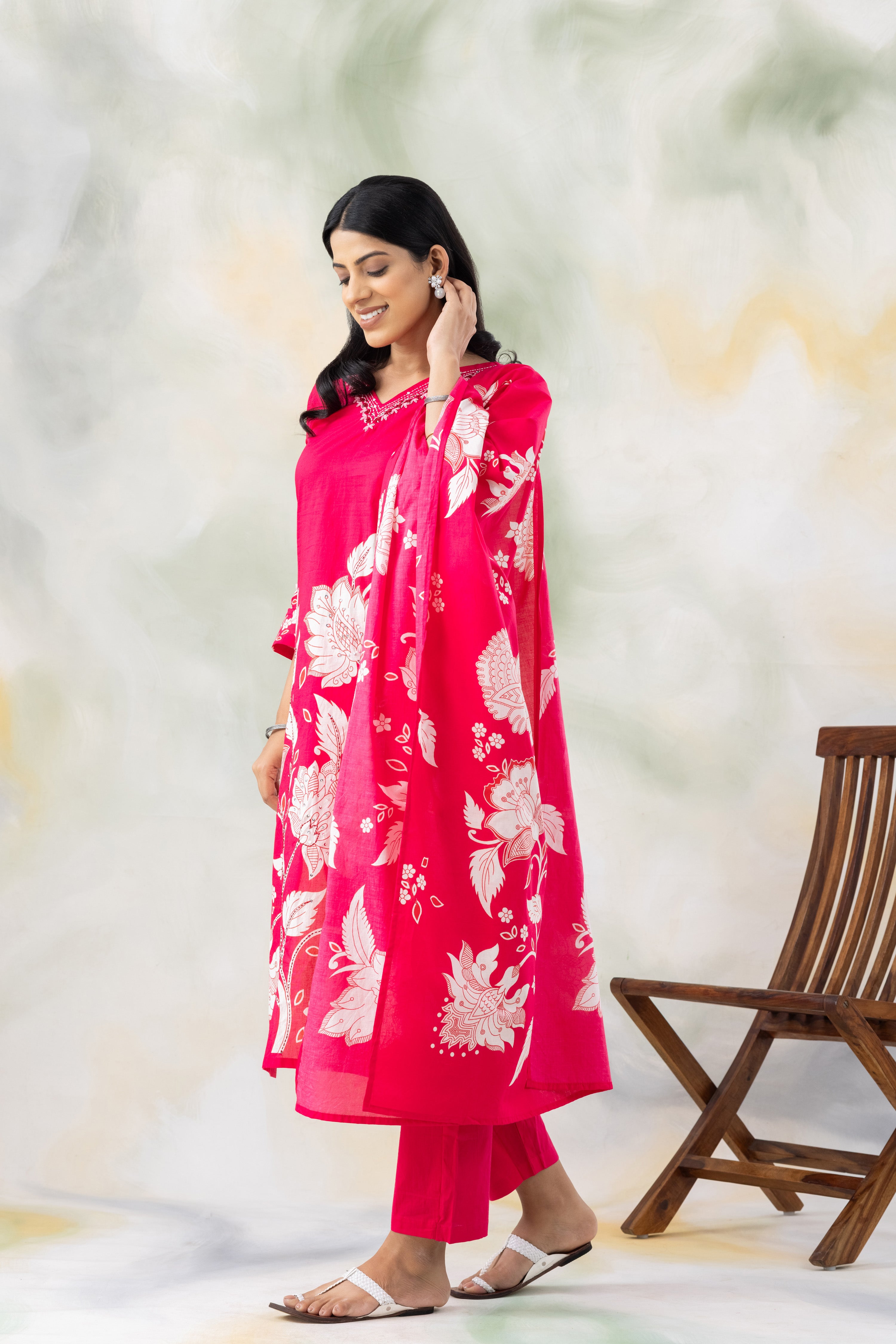 Pink Blossom Floral Kurta Set