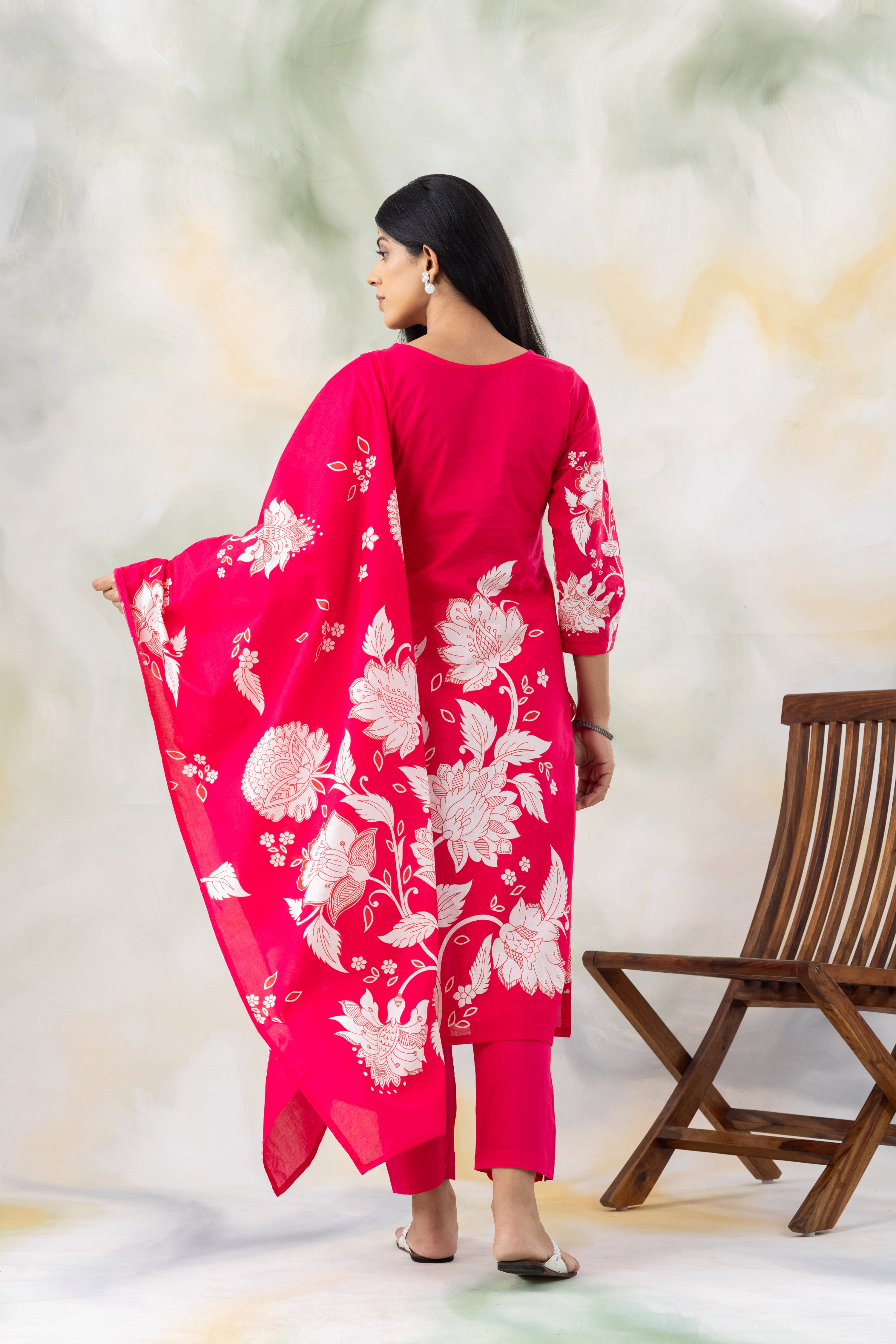 Pink Blossom Floral Kurta Set