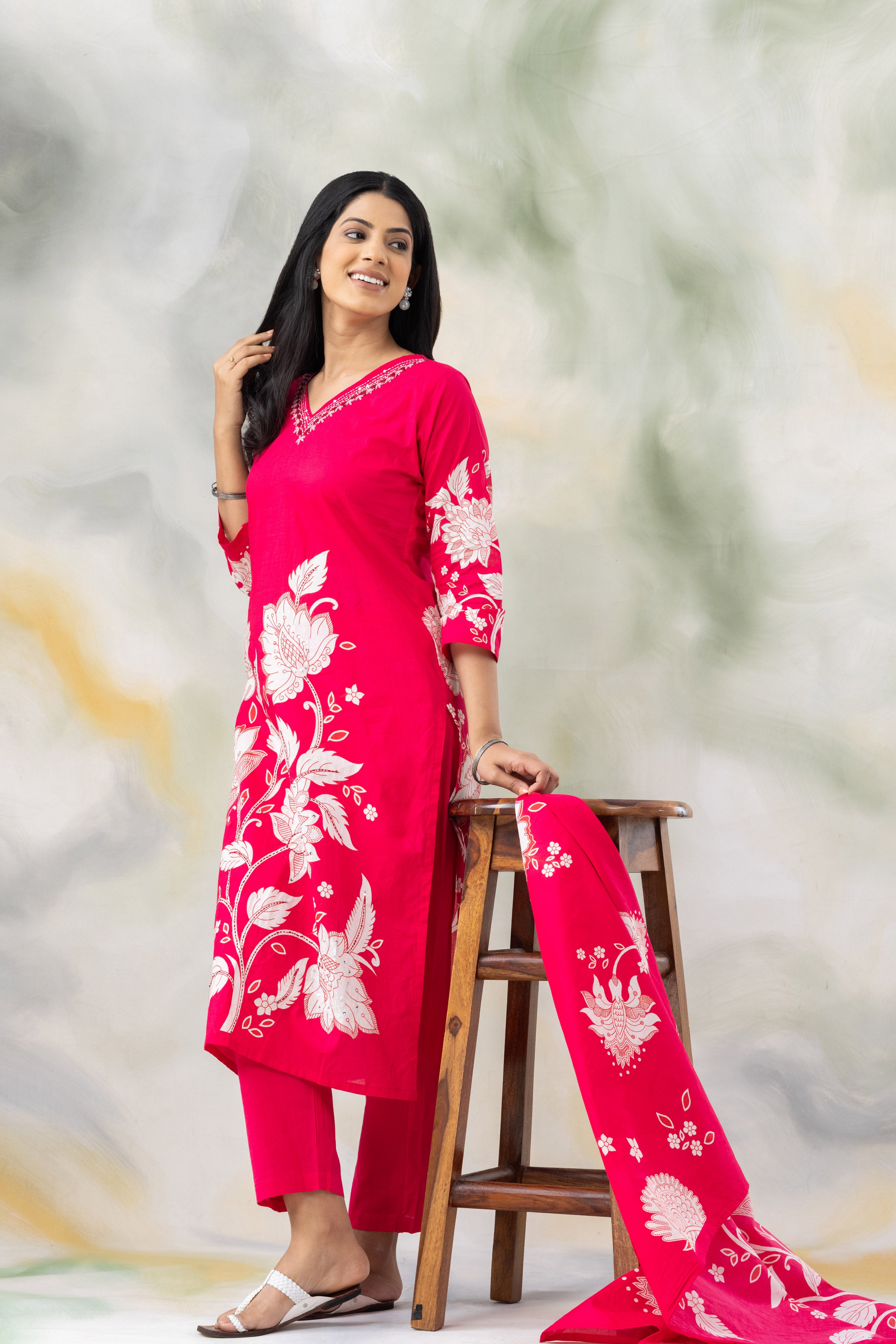 Pink Blossom Floral Kurta Set