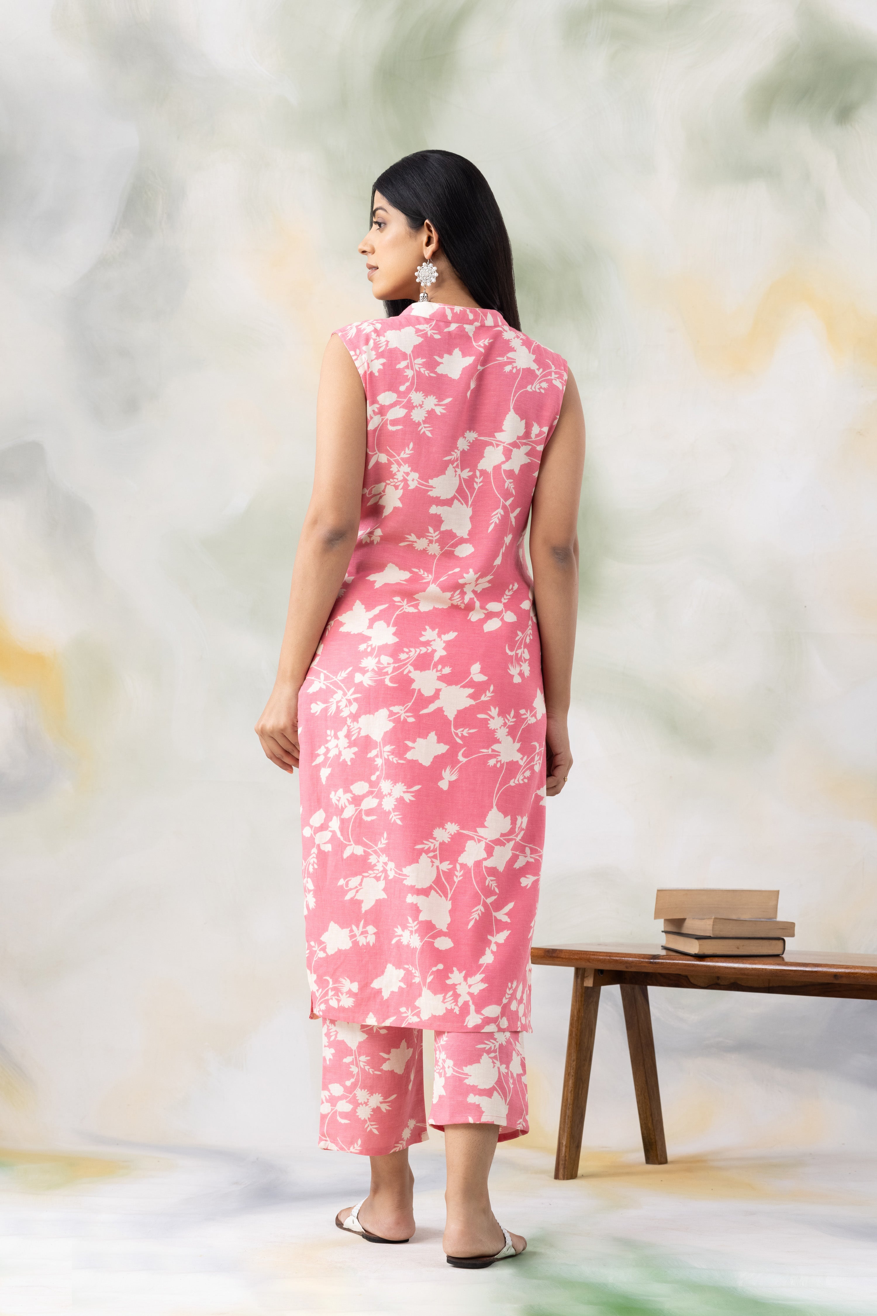 Pink Printed Kurta Pants Set