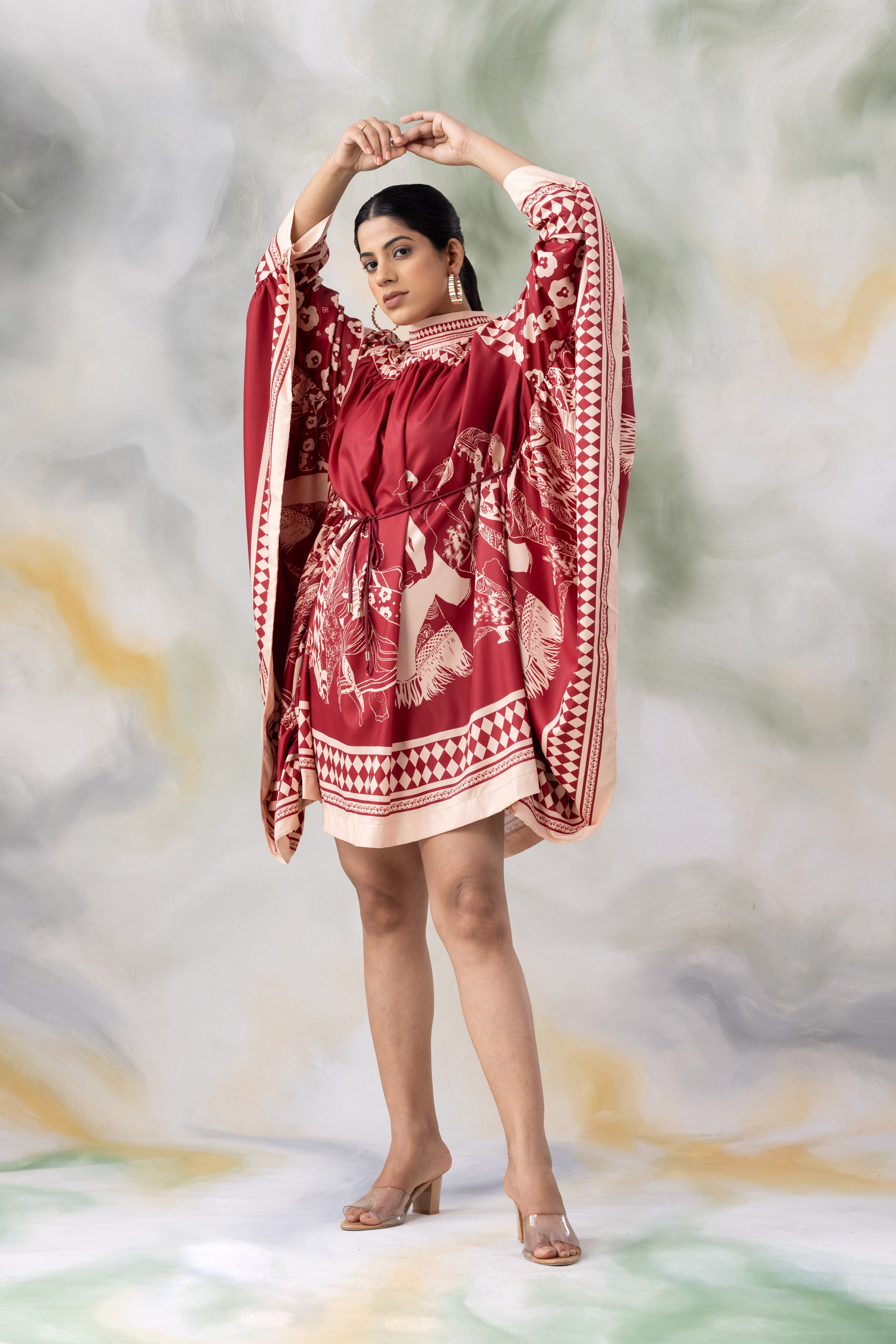 Rust and Beige Patterned Dress