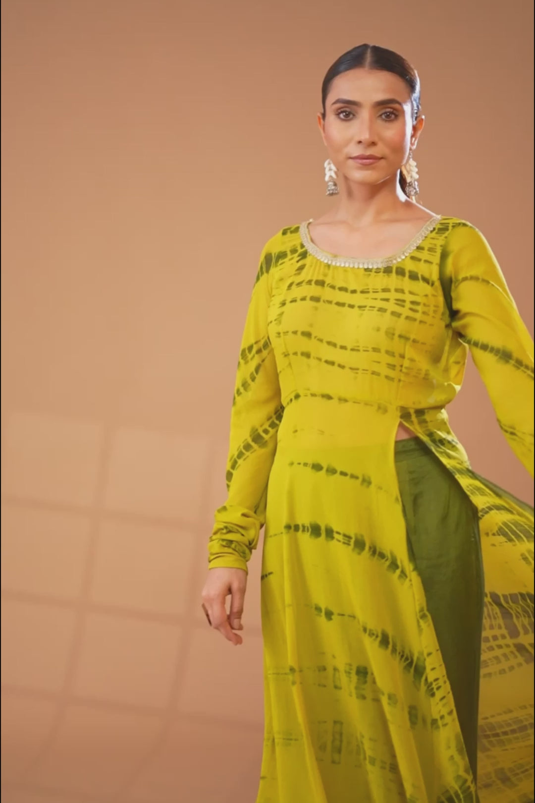 Green Tie & Dye Georgette Kurta Set