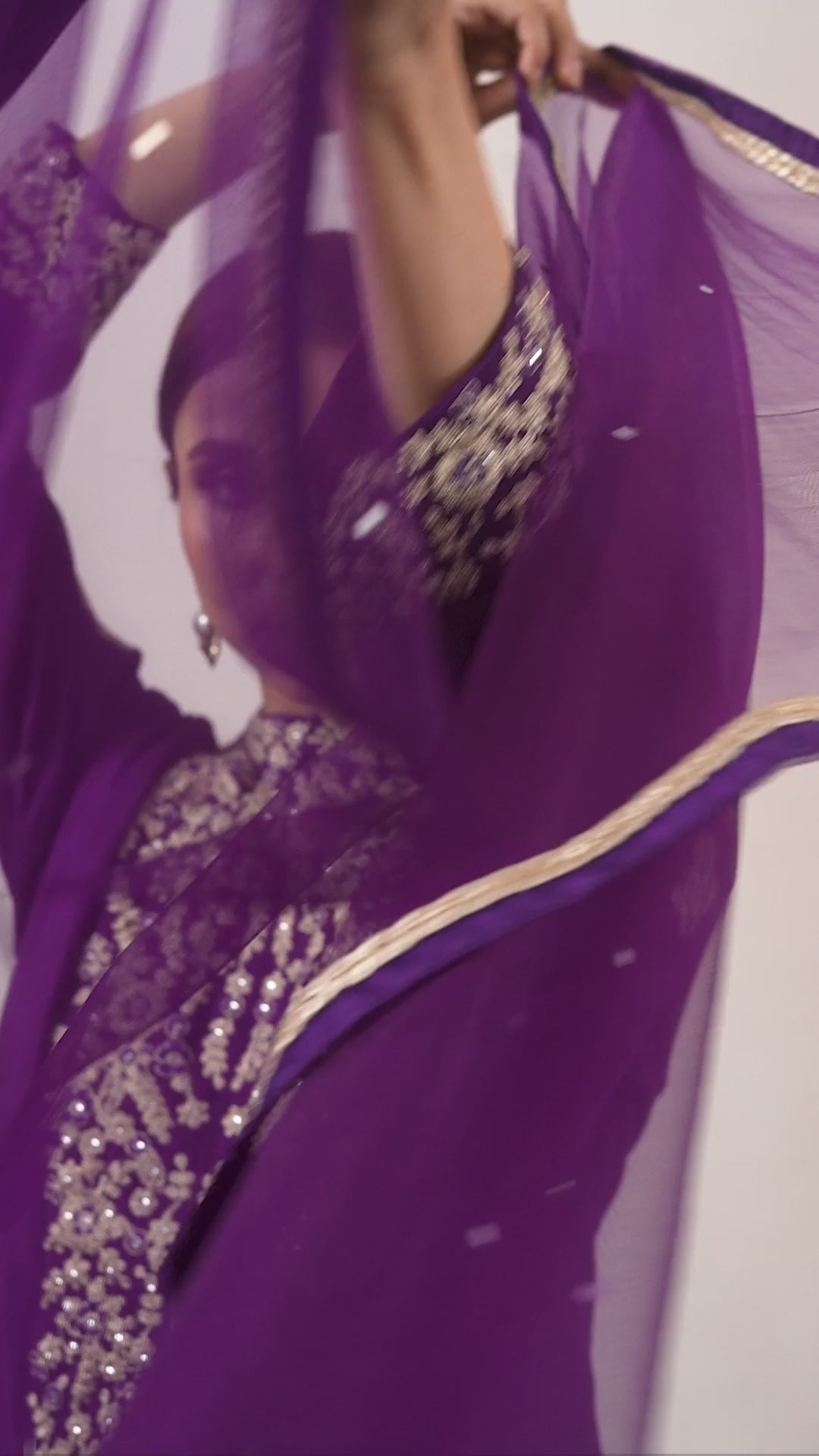 Purple Embroidered Sharara Set