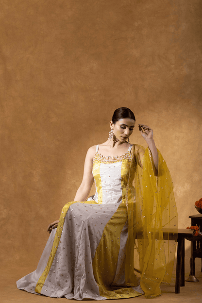 Yellow &amp; White Sunshine Elegance Anarkali