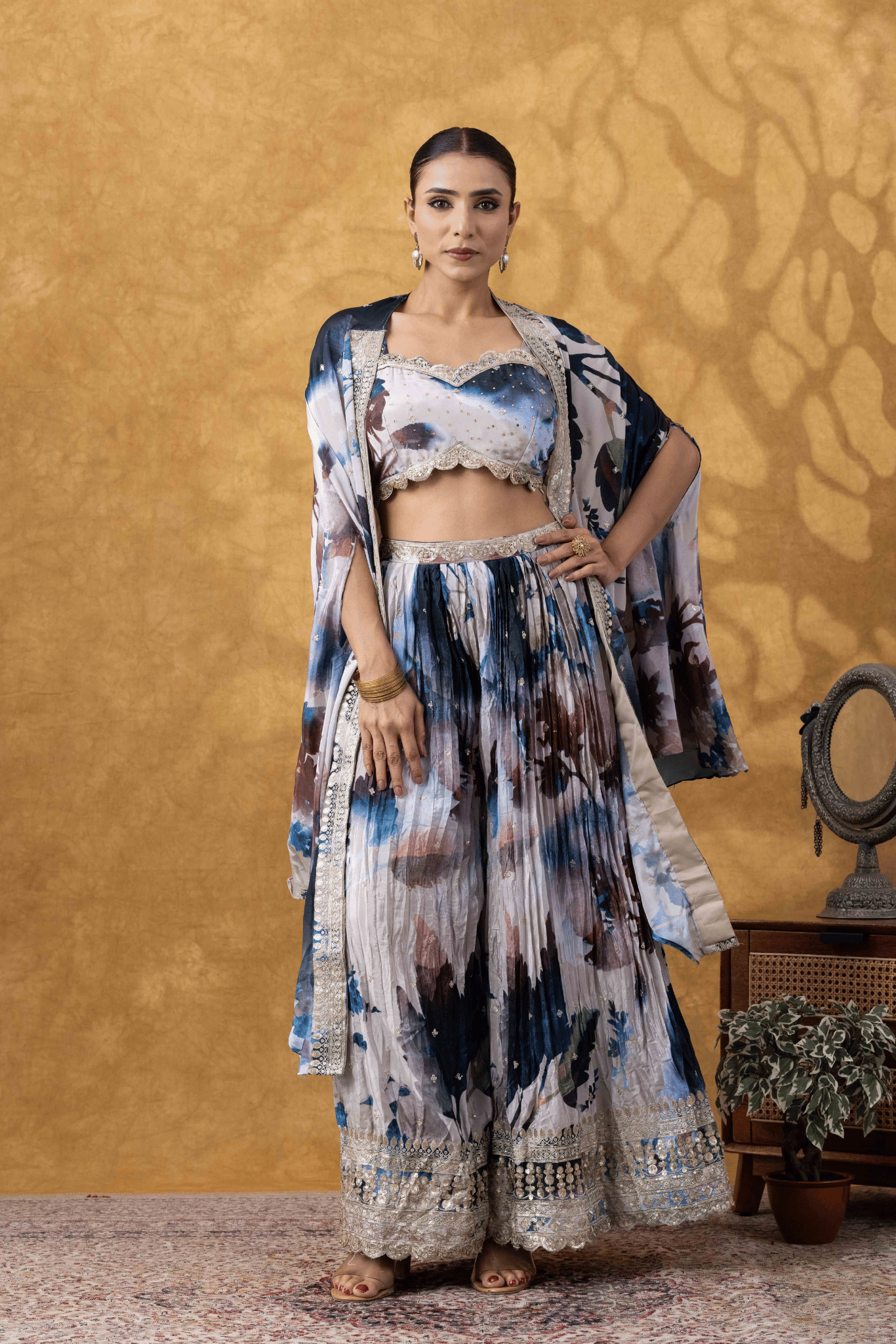 Watercolor Print Sharara Set