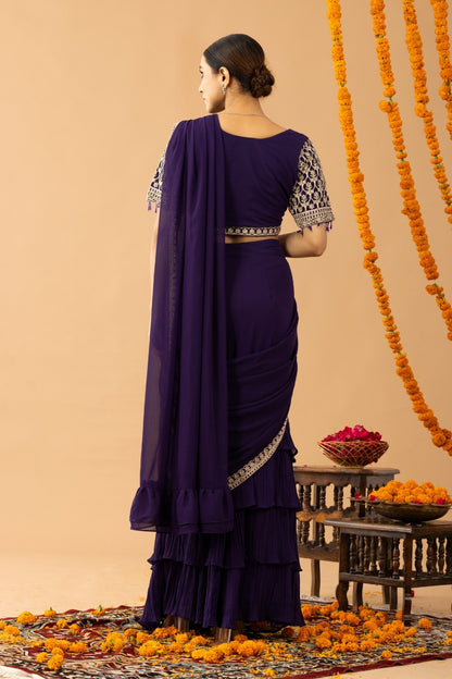 Sparkling Delight Draped Purple Saree