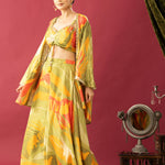 Floral Printed Indowestern Pallazzo Set with Short Shrug