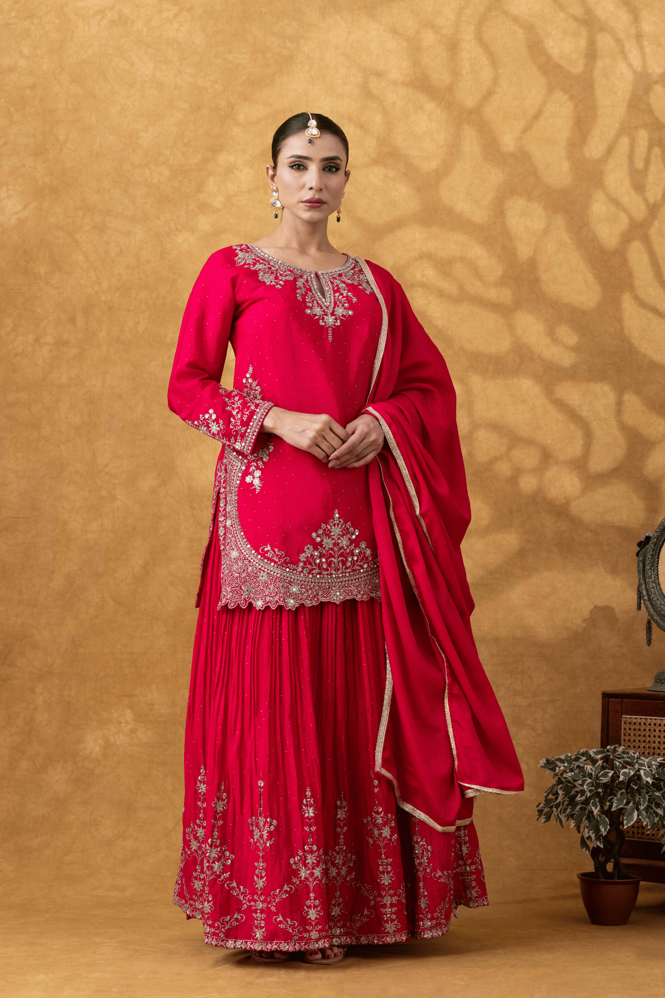 Magenta Pink Skirt Ensemble