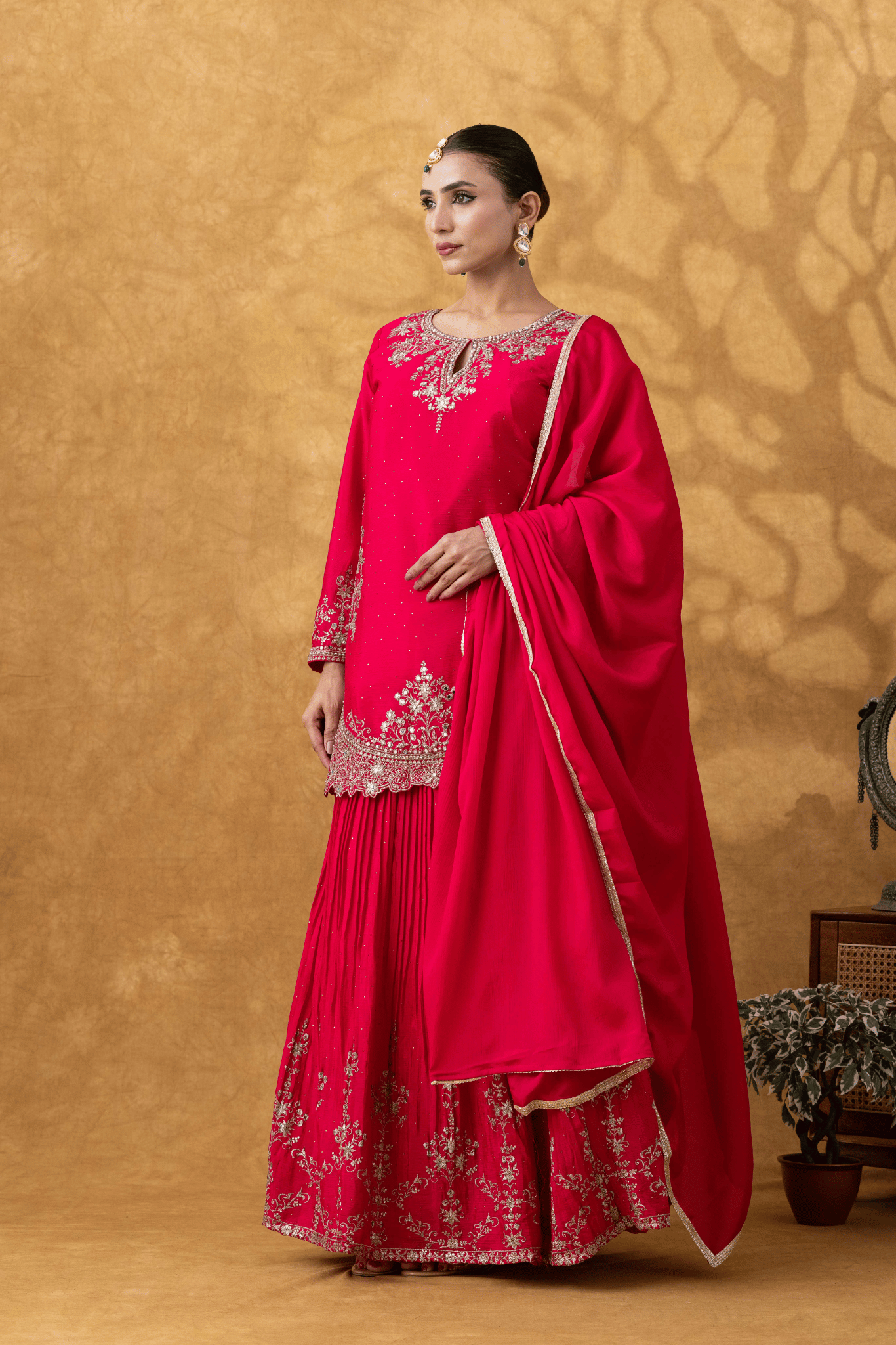 Magenta Pink Skirt Ensemble