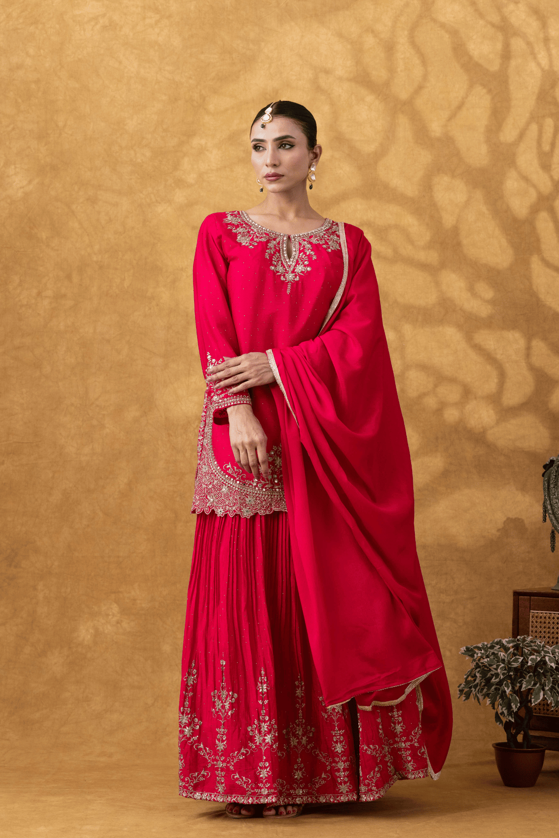 Magenta Pink Skirt Ensemble